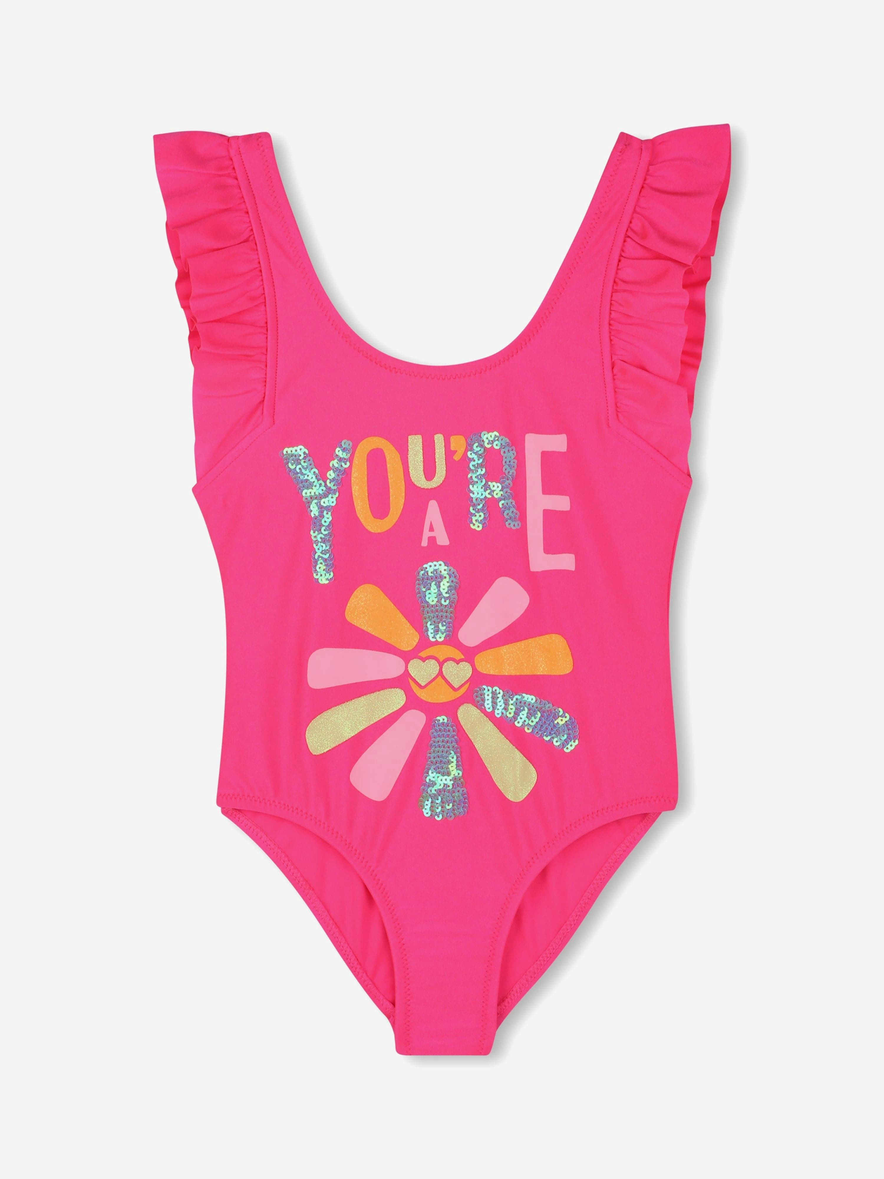 Billieblush Girls Pink Sequin Swimsuit In - 2 Yrs