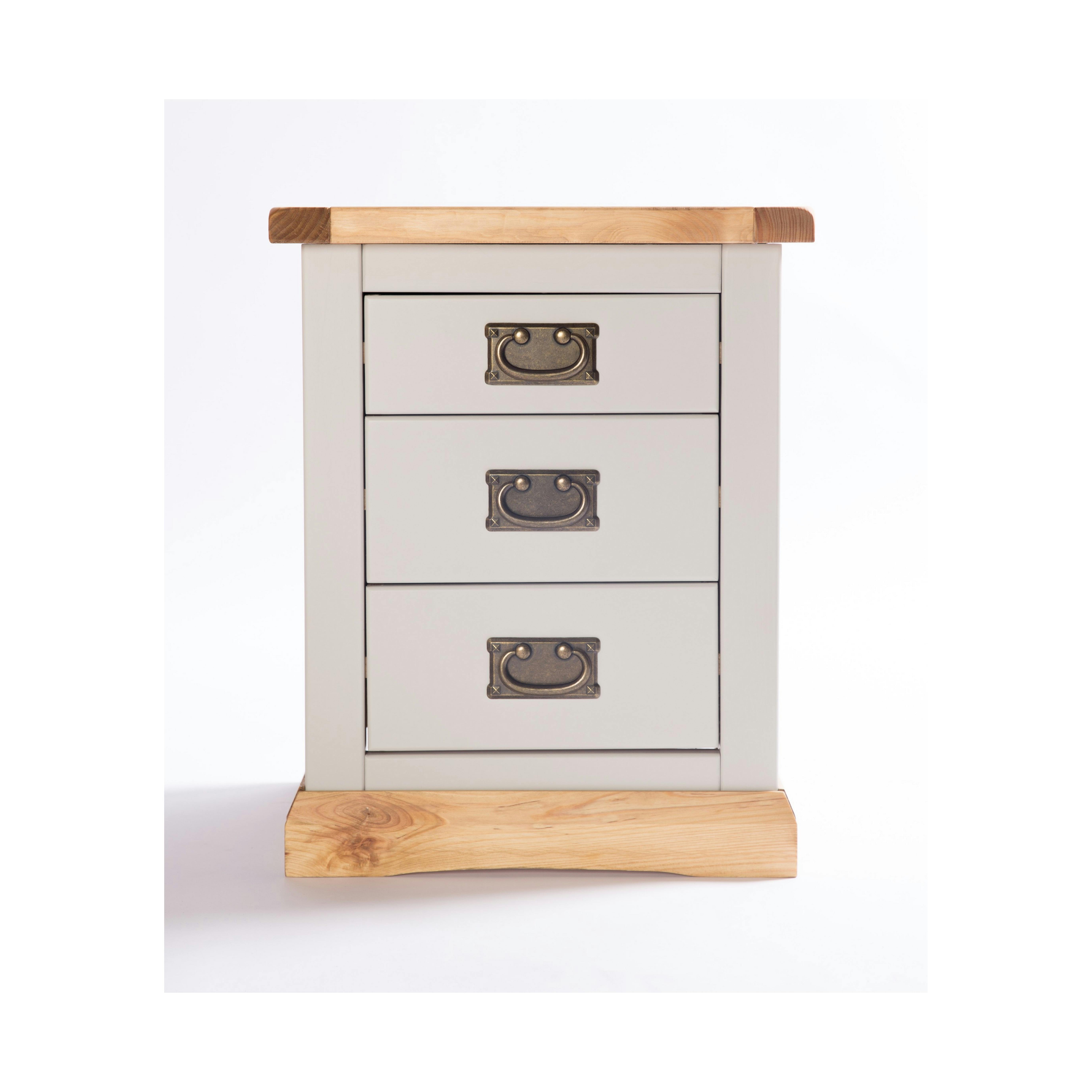 Rackhams Light/Grey Bomporto 3 Drawer Bedside Table