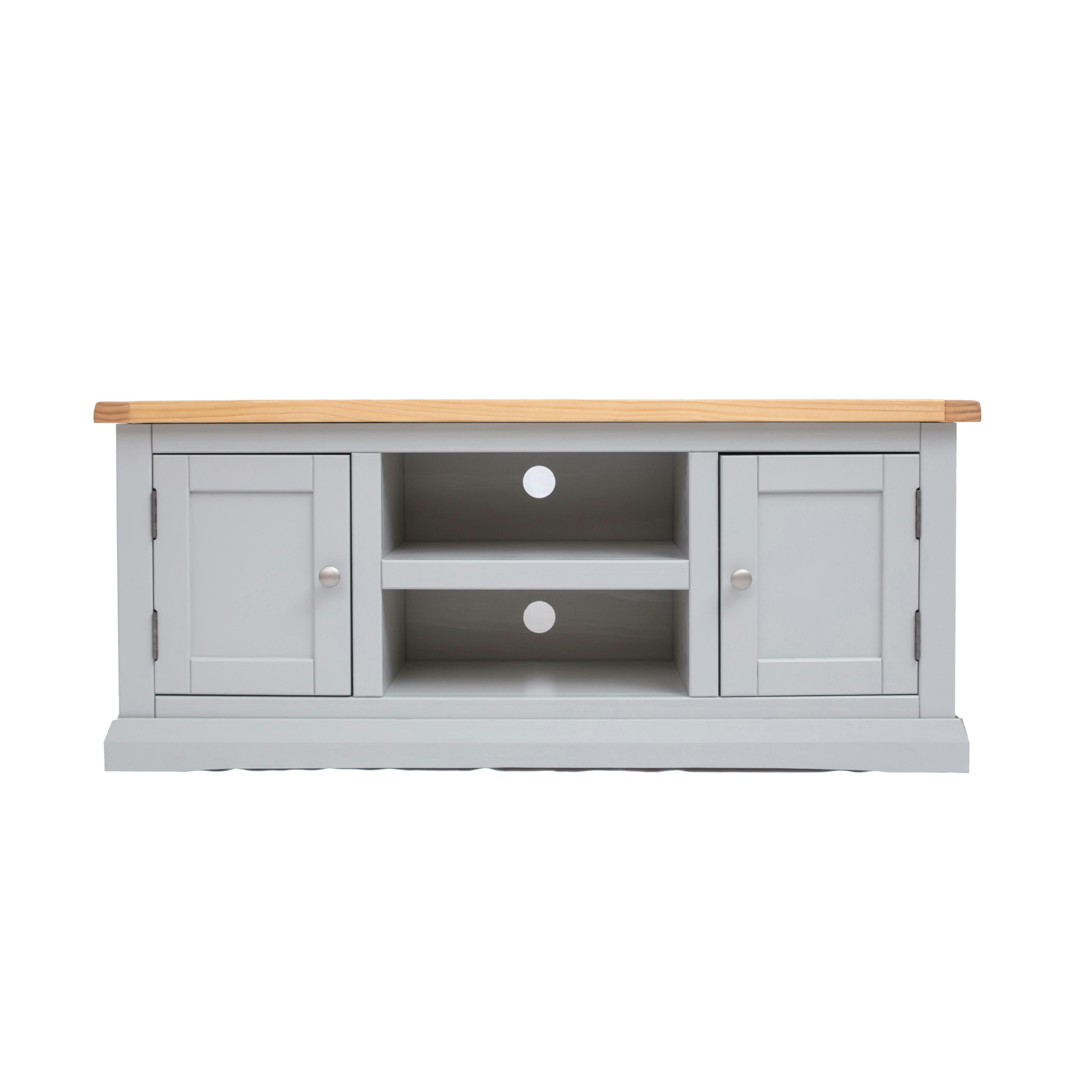 Rackhams Light/Grey Loreo 2 Door Tv Cabinet Chrome Knob
