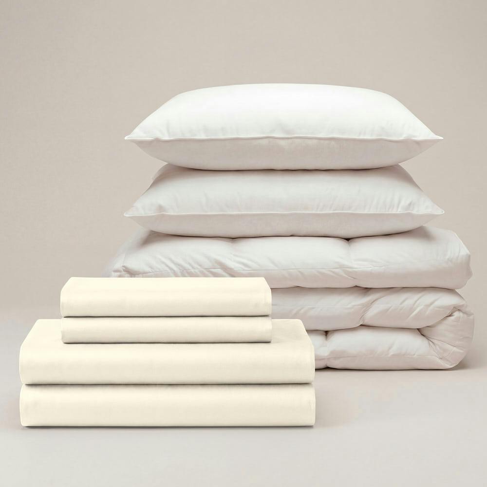 Bedable Cream Sateen Move-In Bedding Set - S.king - Standard