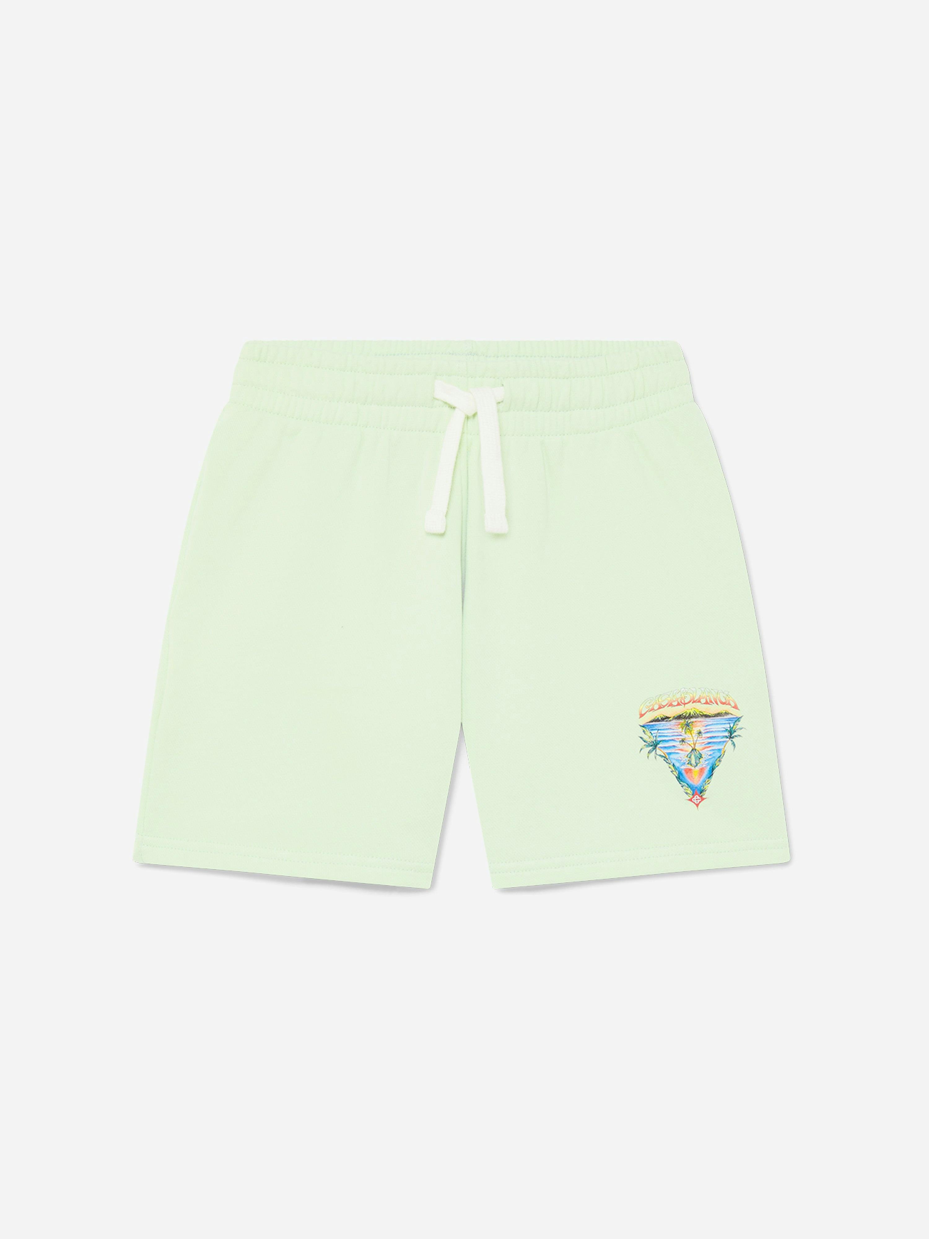 Casablanca Boys Green Innocence Triangle Sweat Shorts In - 11 - 12 Yrs