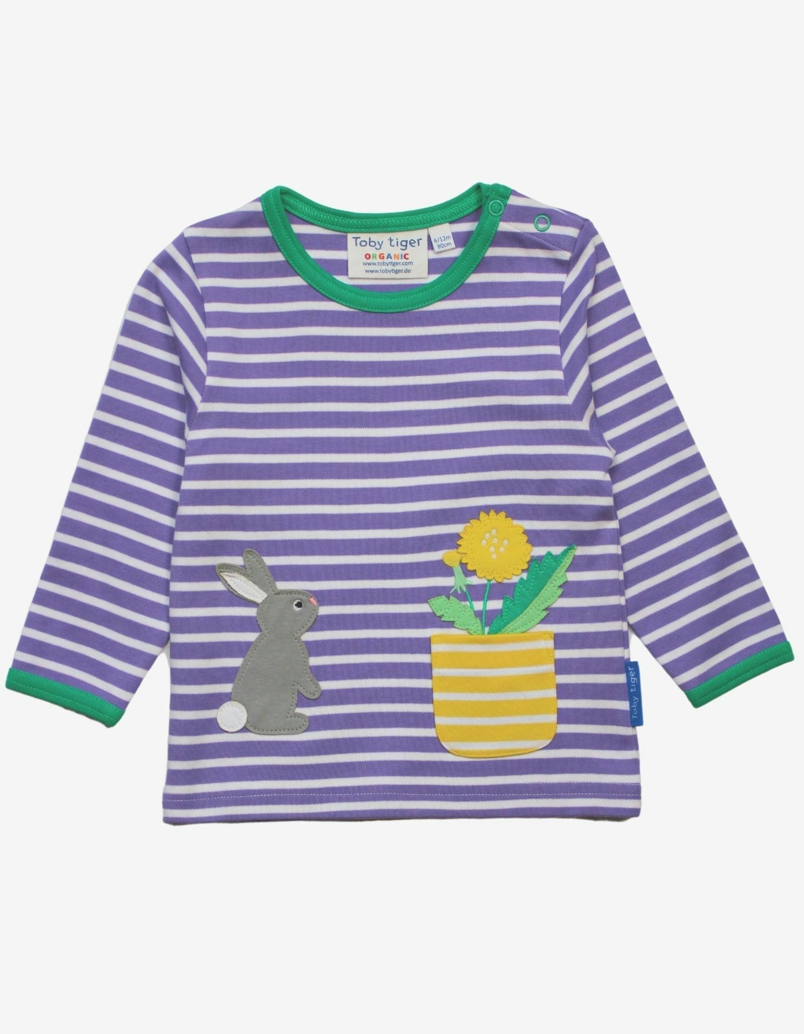 Toby Tiger Lilac Organic Spring Applique Short-Sleeved T-Shirt - 5-6Y / 116Cm