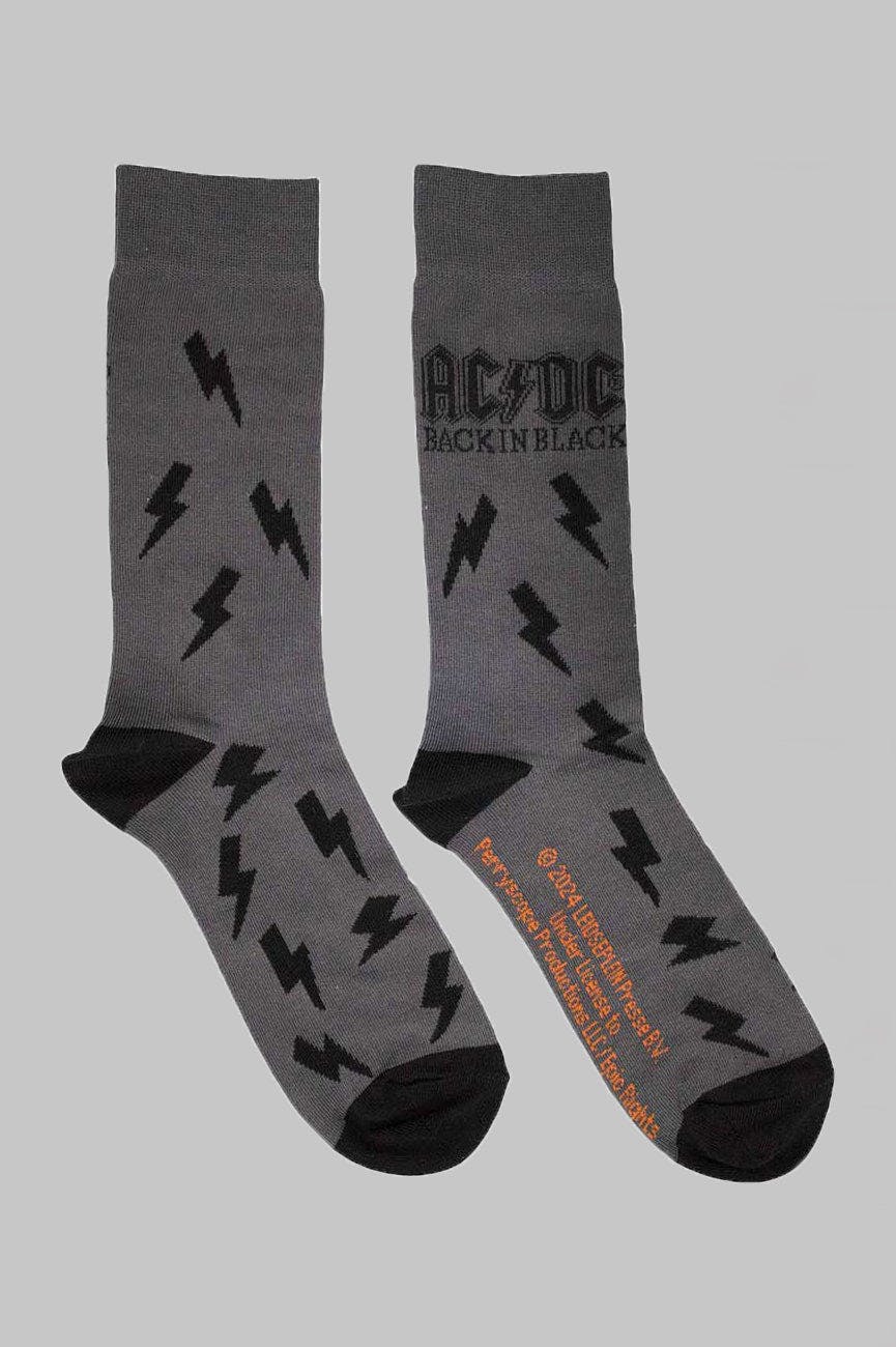 Paradiso Clothing Unisex Black Ac/Dc Back In Bolts Ankle Socks - One Size
