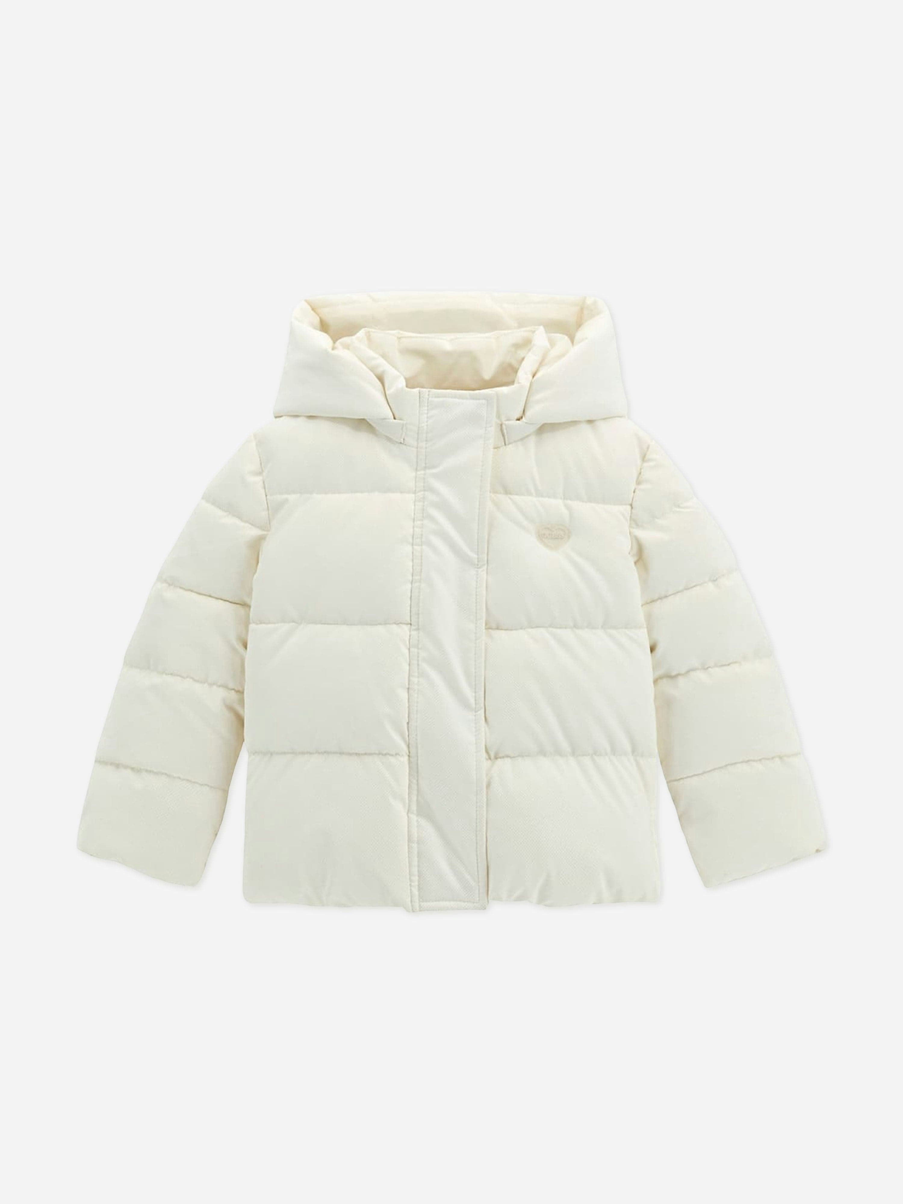 Guess Girls Ivory Hooded Puffer Jacket In - 7 Yrs