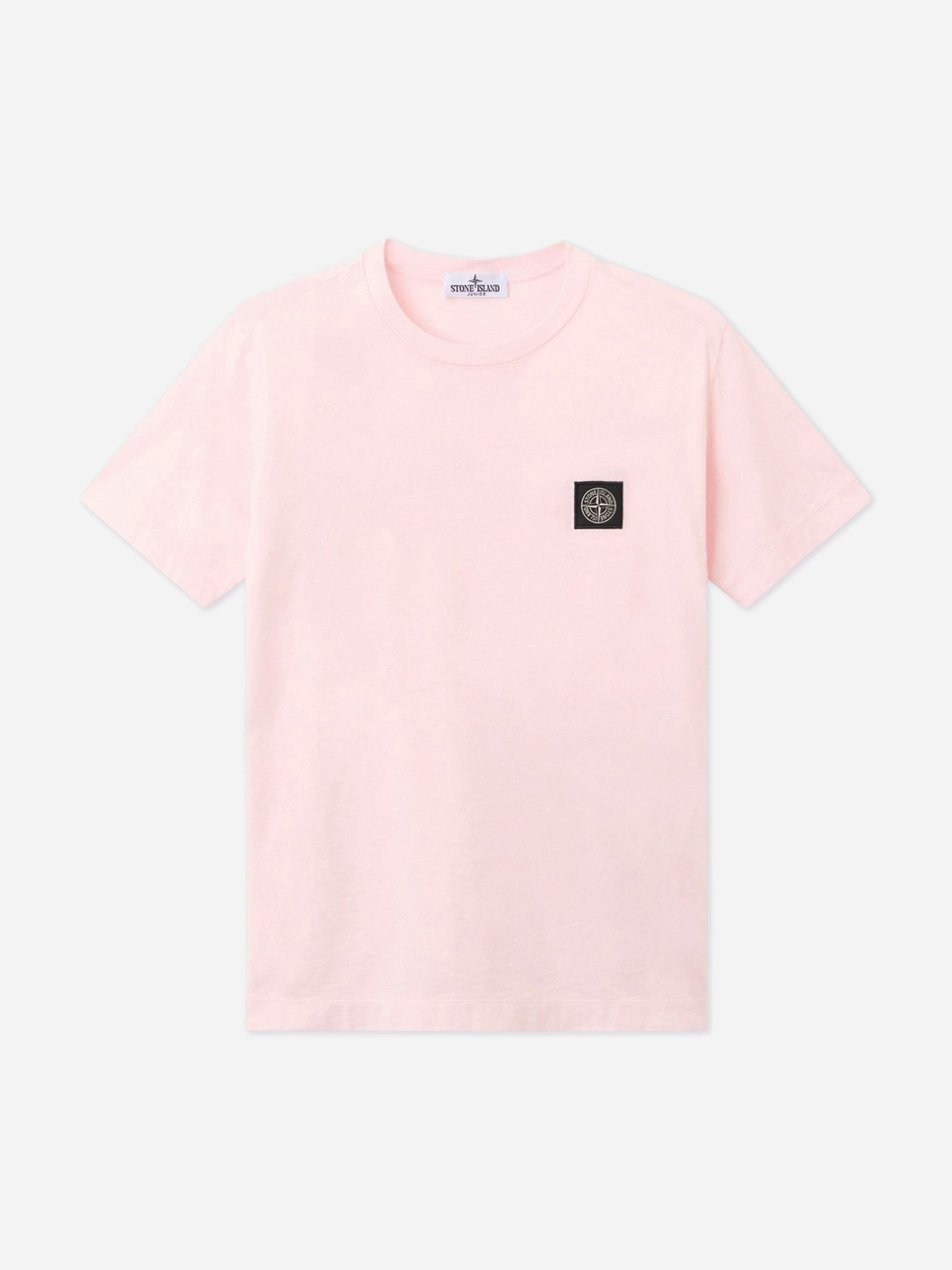 Stone Island Junior Boys Pink Stone Island Compass Logo Patch T-Shirt In - 6 Yrs