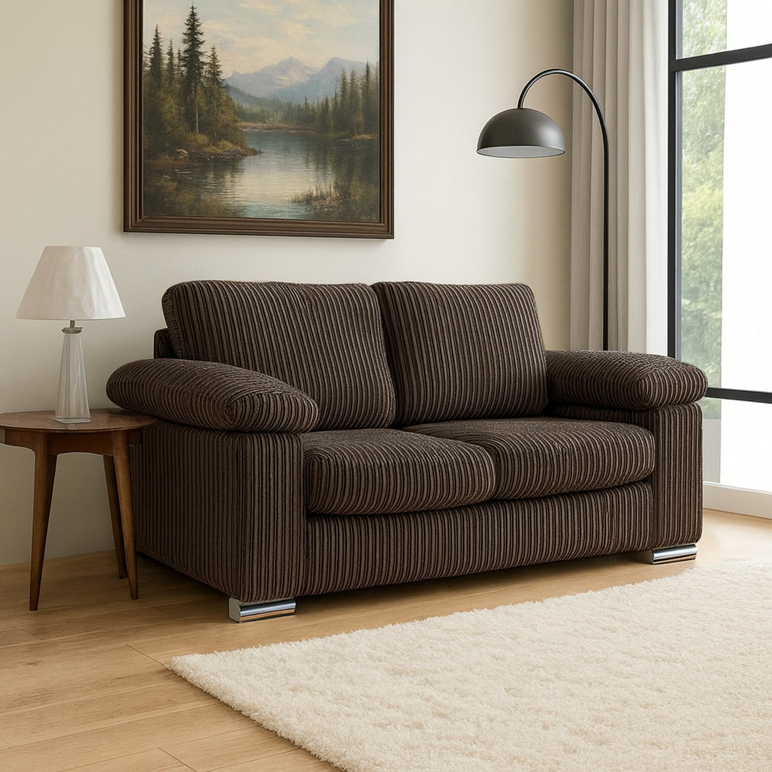 Furnishings For Less Black Delta Full Jumbo Cord 2 Seater Sofa - Chocolate