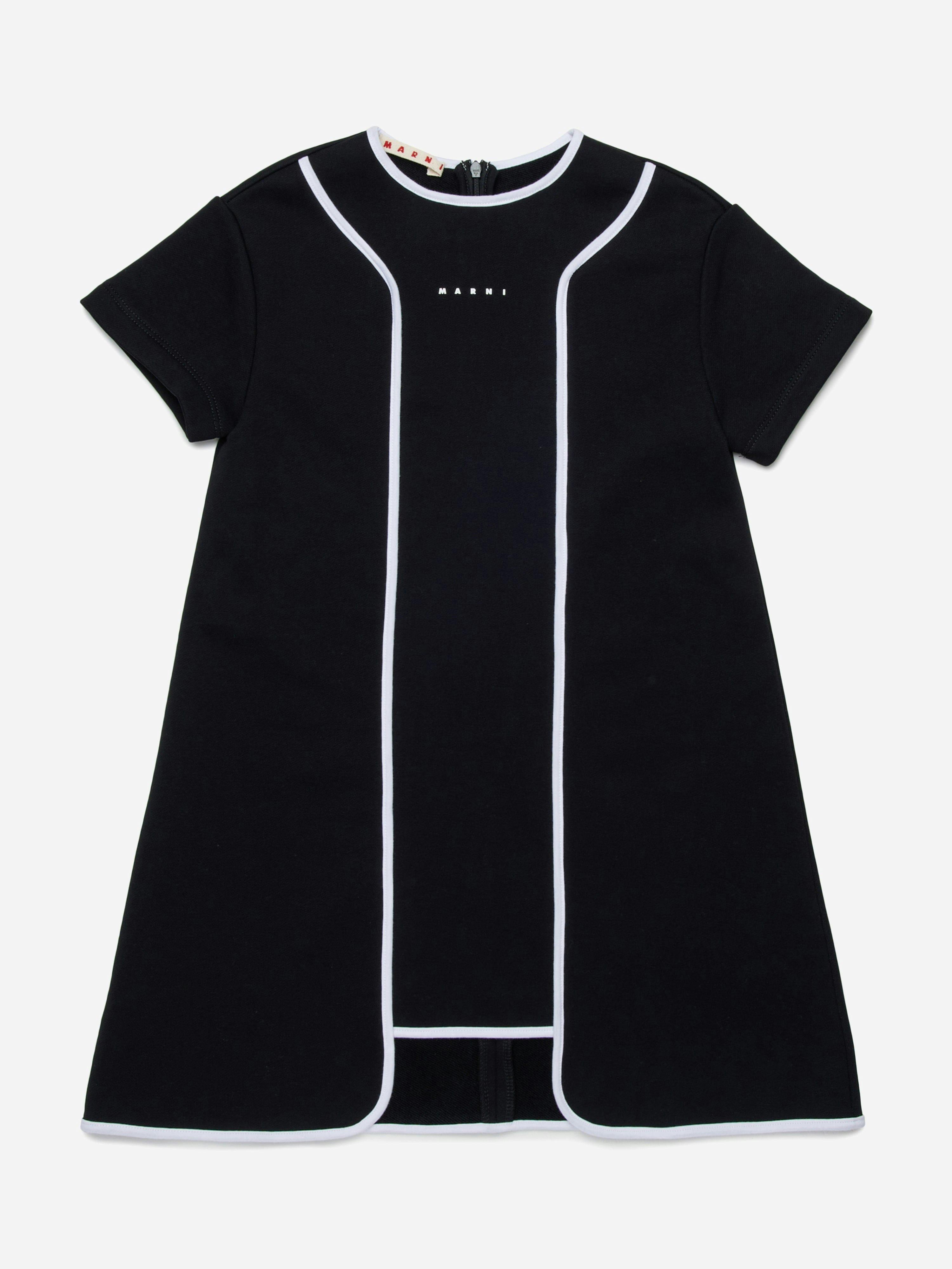 Marni Kids Girls Black Marni Cotton Logo Print Dress In - 14 Yrs