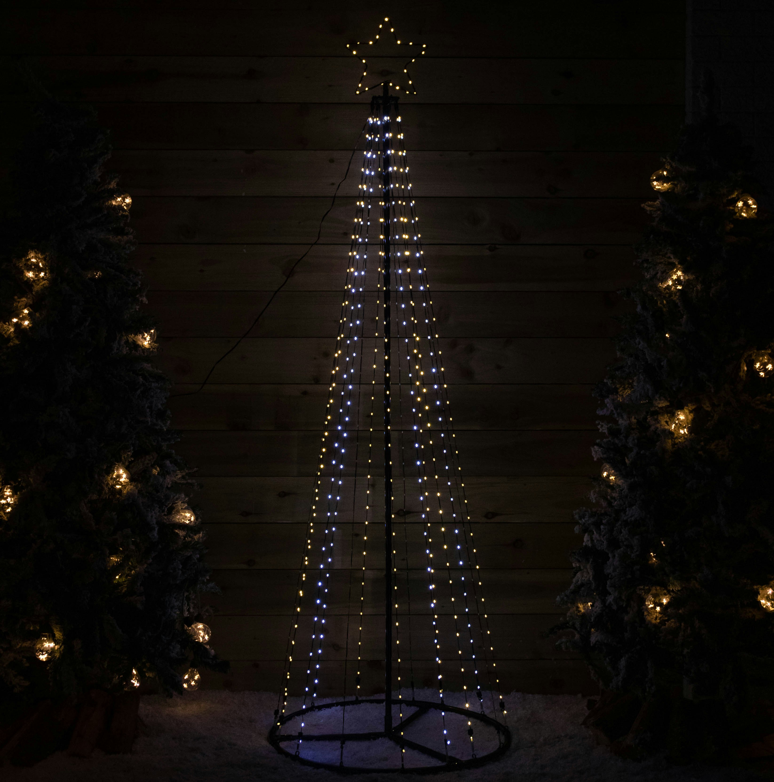 Rackhams Light/White 1.4M Up Christmas Pyramid Cone Tree With 308 & Warm Leds