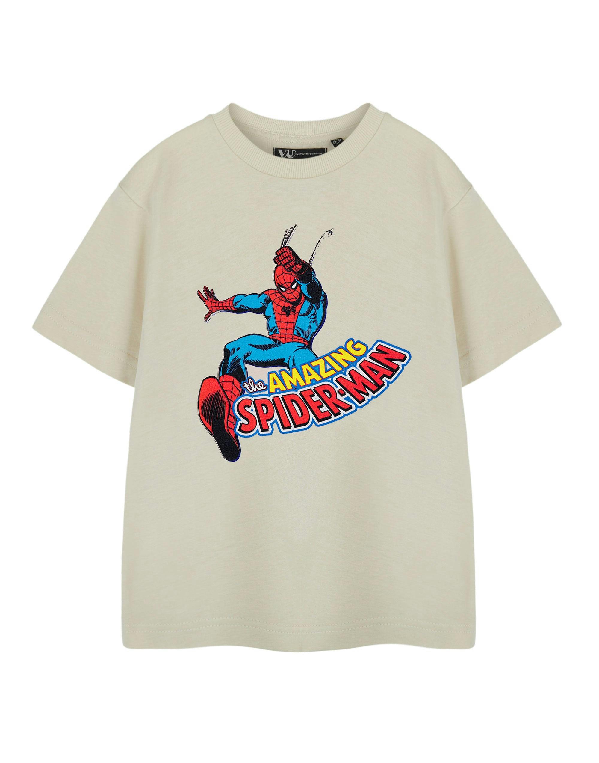 Vanilla Underground Boys Beige Marvel Web Slinger Short Sleeved T-Shirt - 7-8 Years