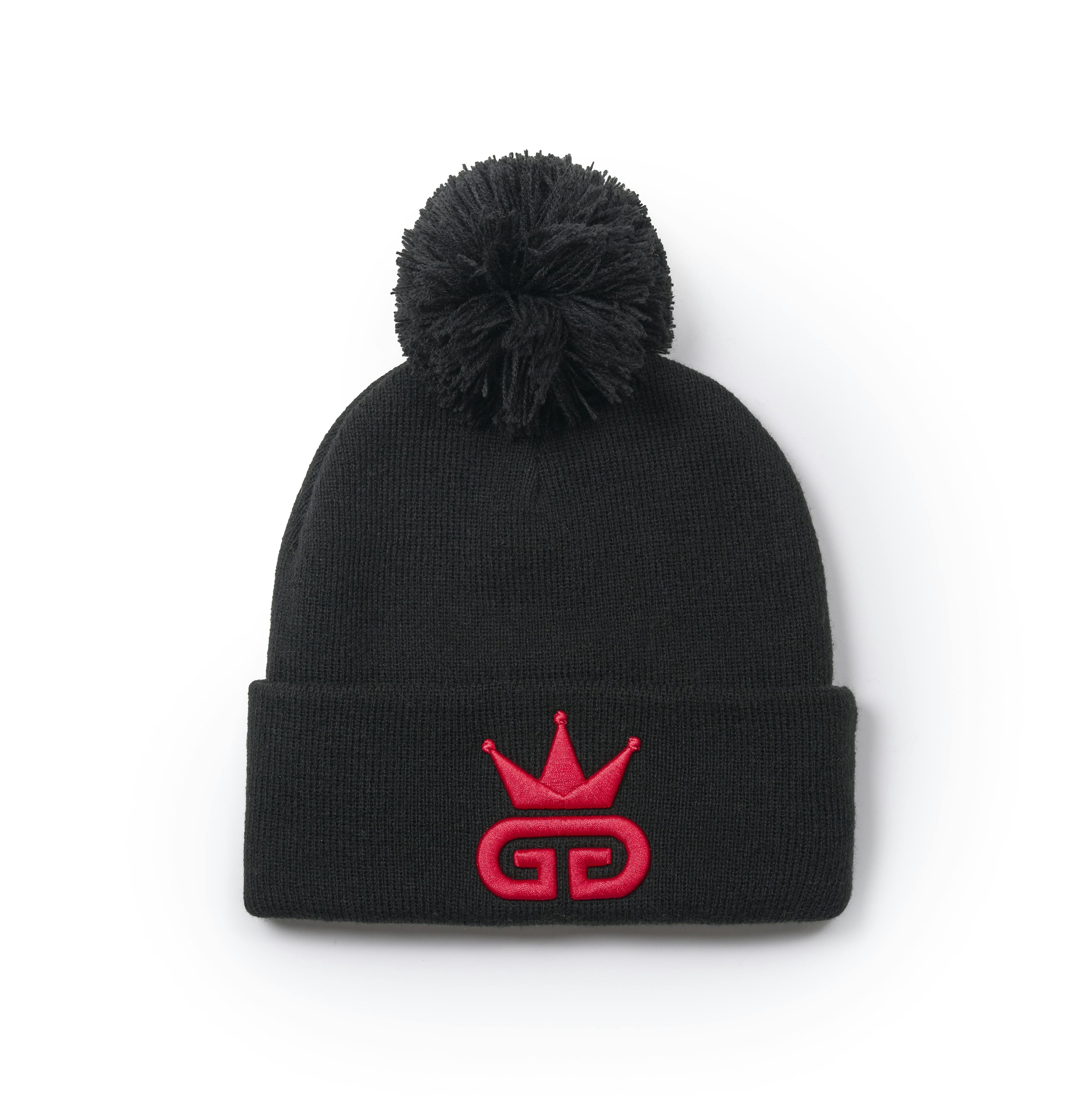 God Given Talent Red/Black Ggt Logo Bobble Woolly Hat - Ggtwh00001