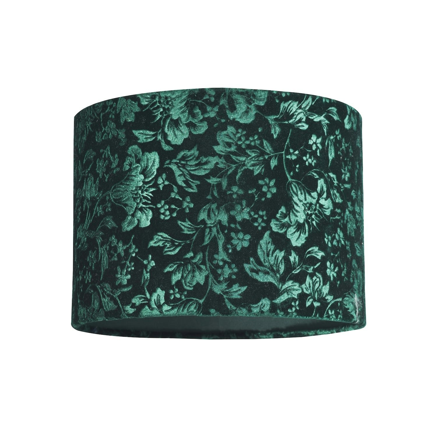 Rackhams Green Floral Decorated Forest And Emerald Velvet Fabric Shade With Inner Lining