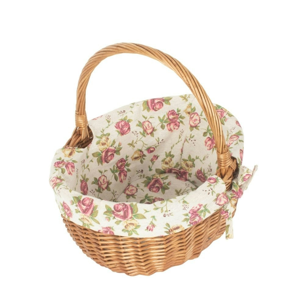 Rackhams Red Double Steamed Oval Wicker Shopping Basket - Garden Rose