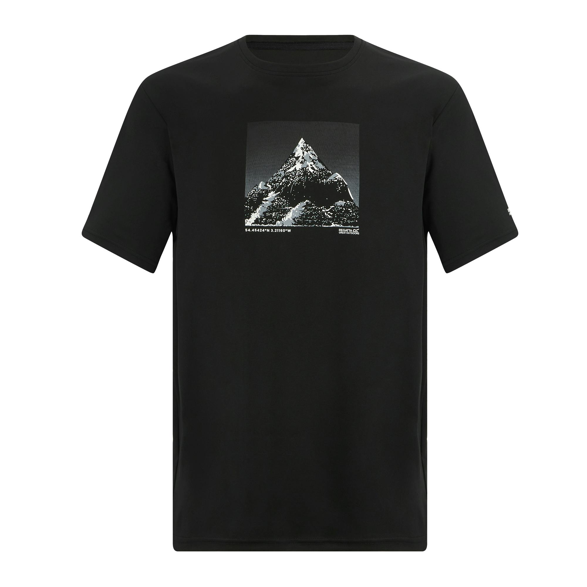 Regatta Men's Black Fingal Mountain T-Shirt - 3XL - 50% Polyester/50% Recycled Polyester