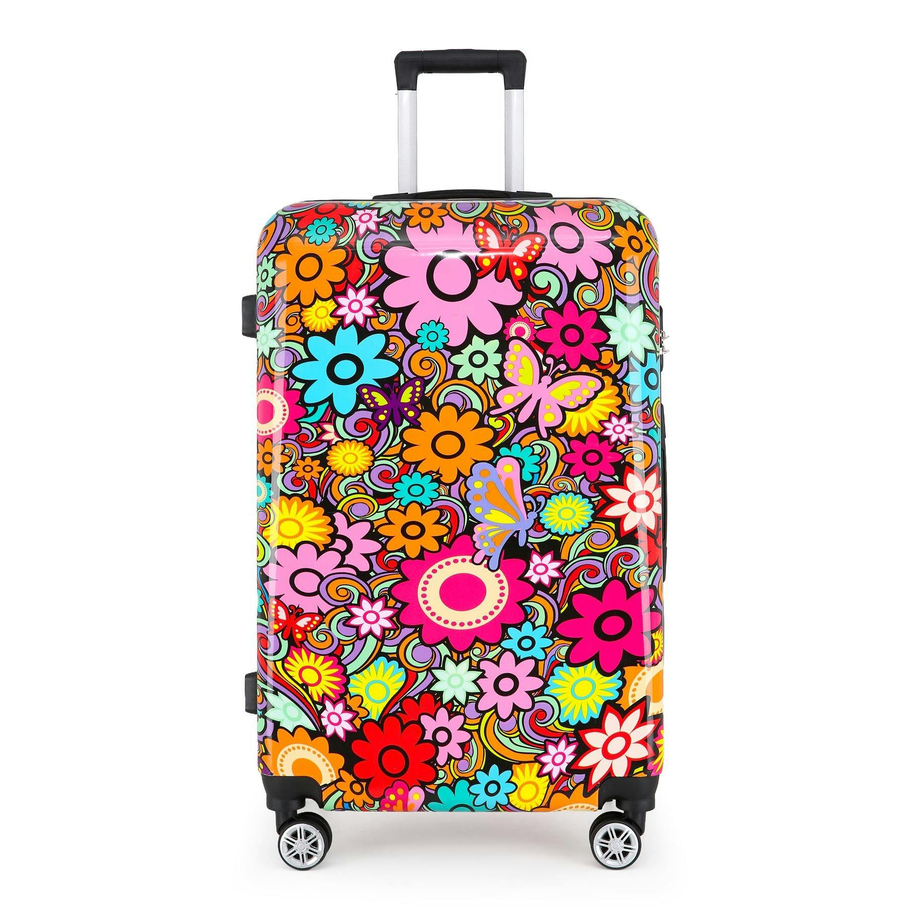 Infinity Luggage Hardside Shell Suitcase Set Printed Luggage Lightweight Cabin Travel Bag - Flower - Large