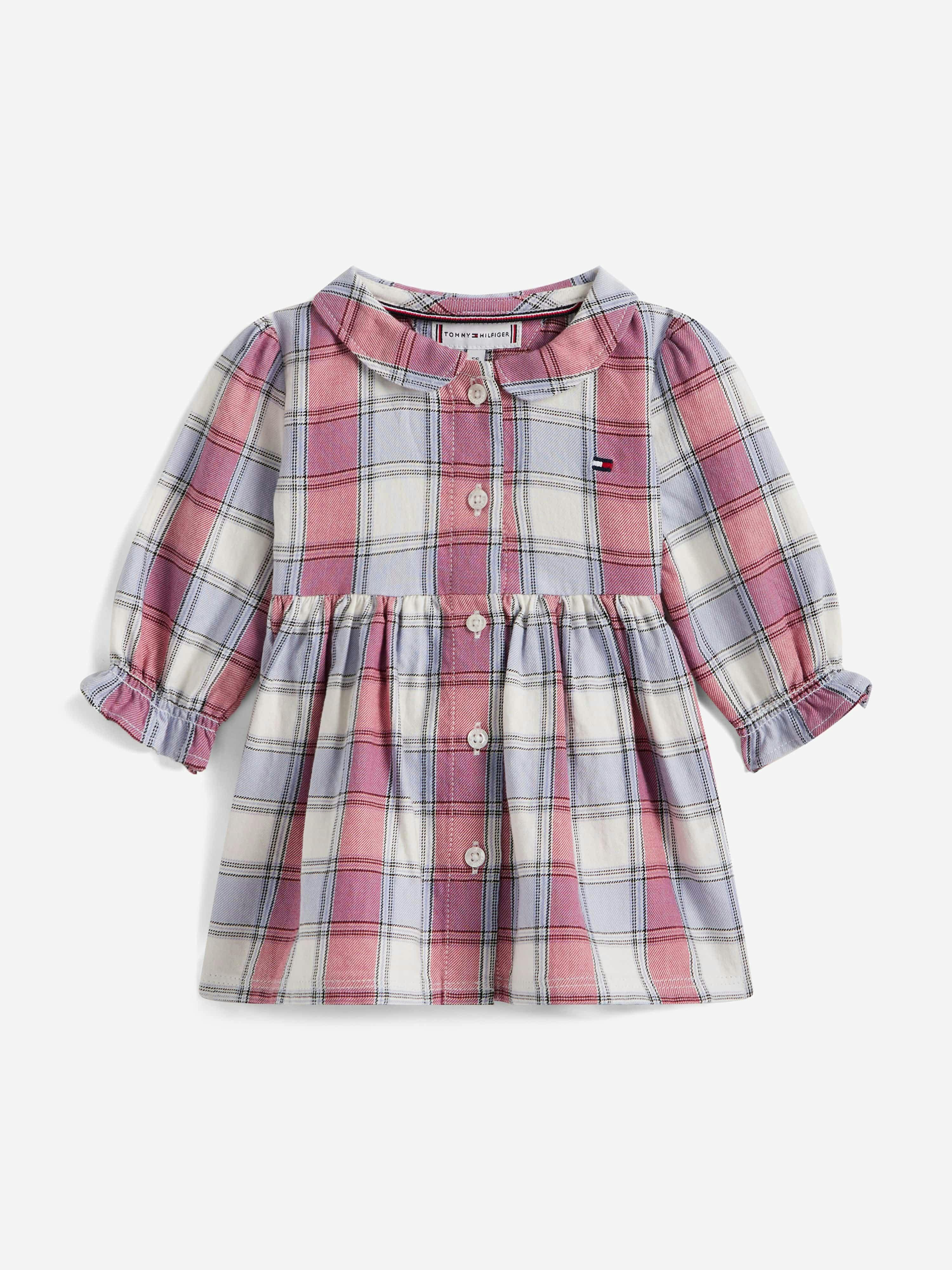 Tommy Hilfiger Women's Purple Baby Girls Checked Dress In - 12 Months