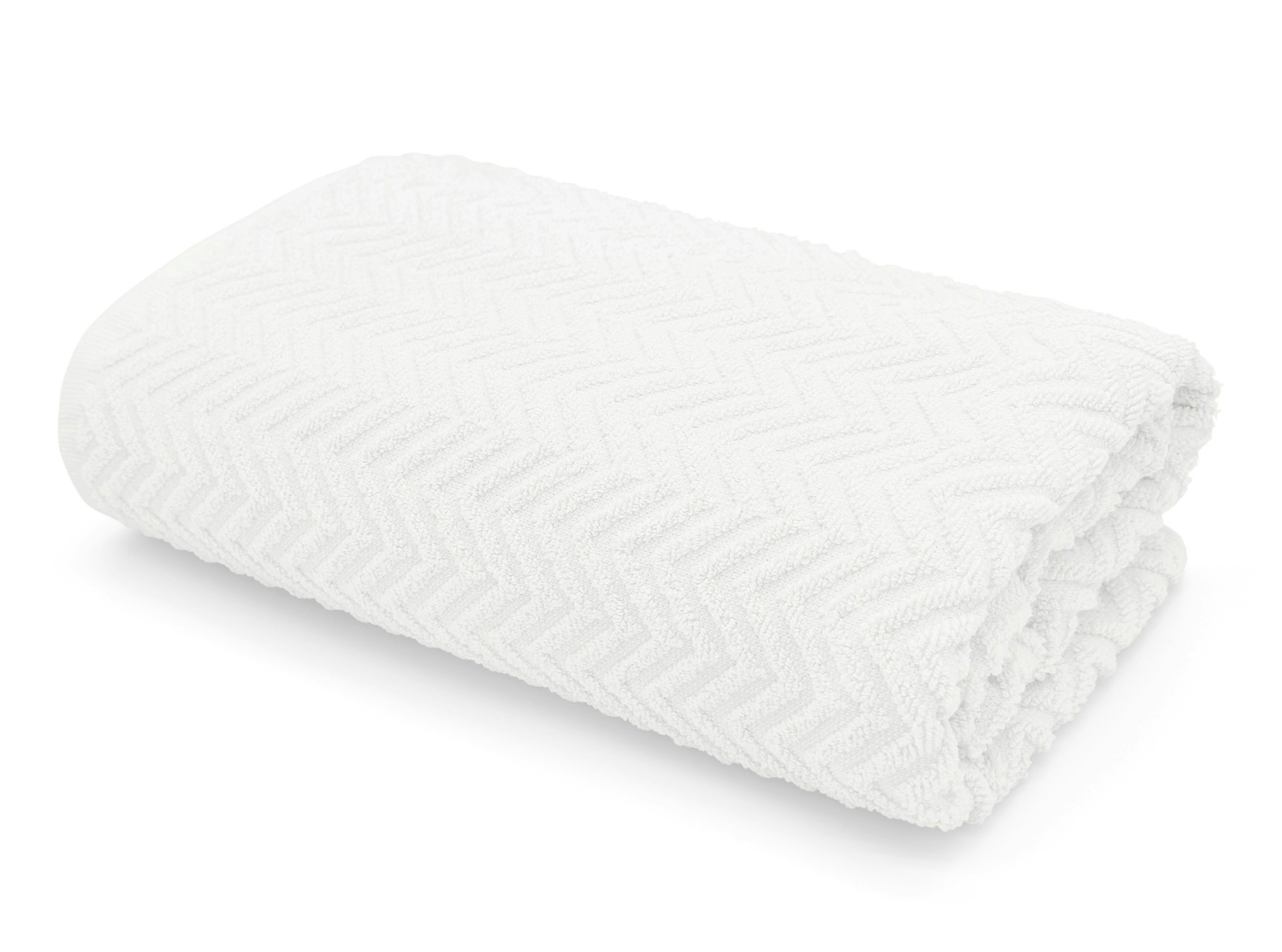 Rackhams White 100% Cotton Chevron Towels - Bath Towel