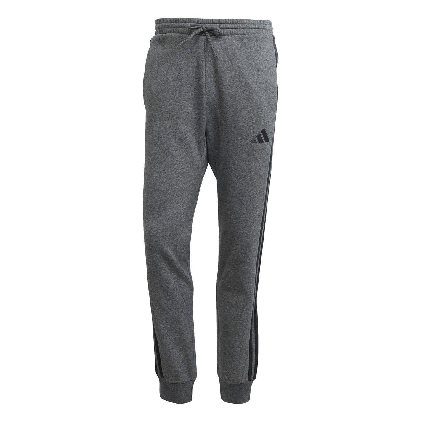 Adidas Men's Dark/Grey/White Essentials Stripe Tapered Joggers - / - Xxl - / - 53% Cotton/36% Recycled Polyester/11% Viscose