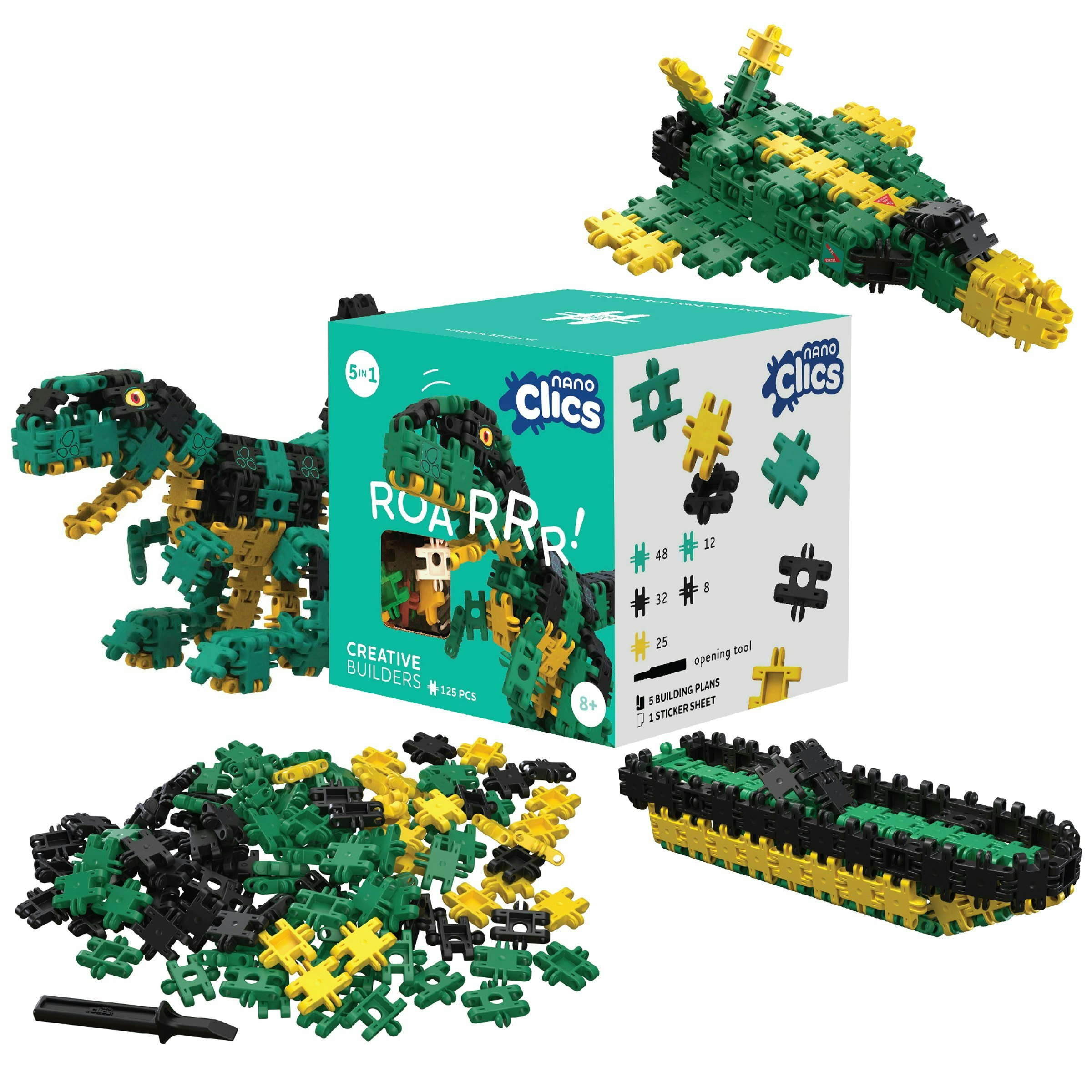 Clics Green/Yellow/Black Nano Creative Builder - 125 Pieces