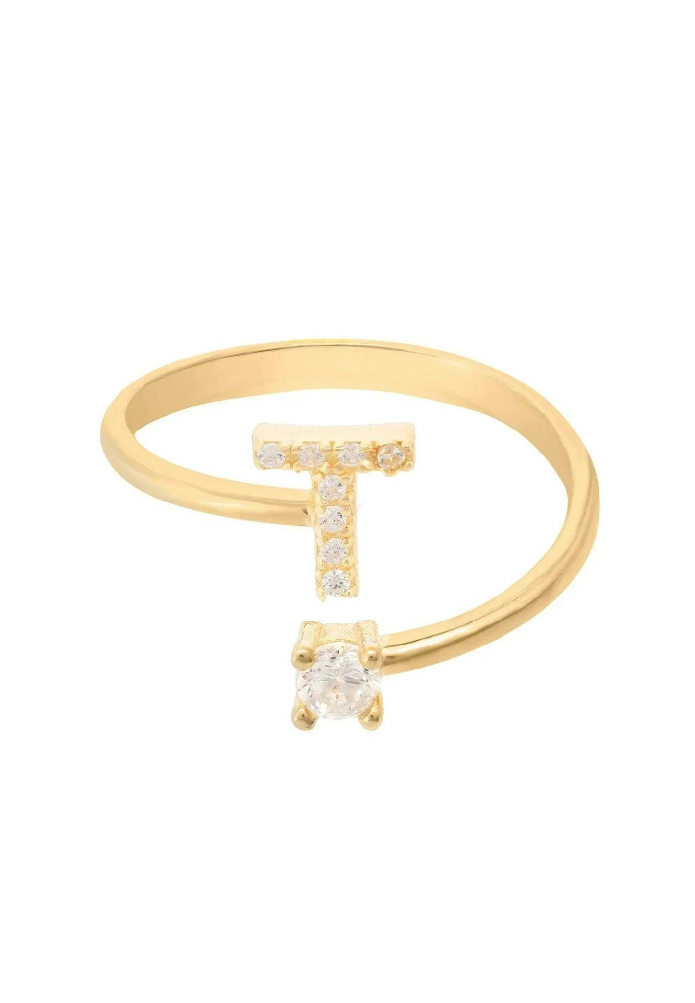 Latelita Gold Initial Ring T