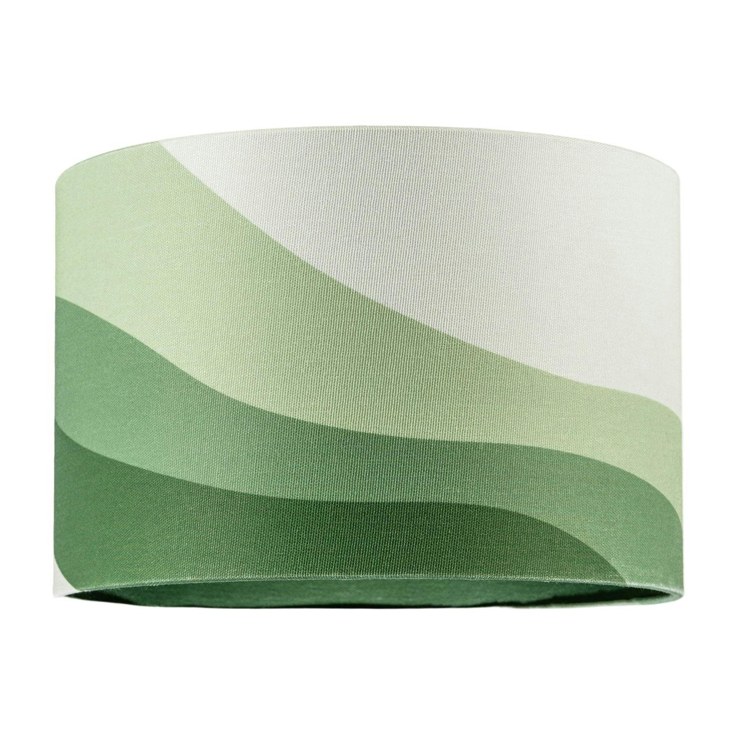 Rackhams Green Forest Linen Fabric Lamp Shade With Inner And Outer Wavy Design