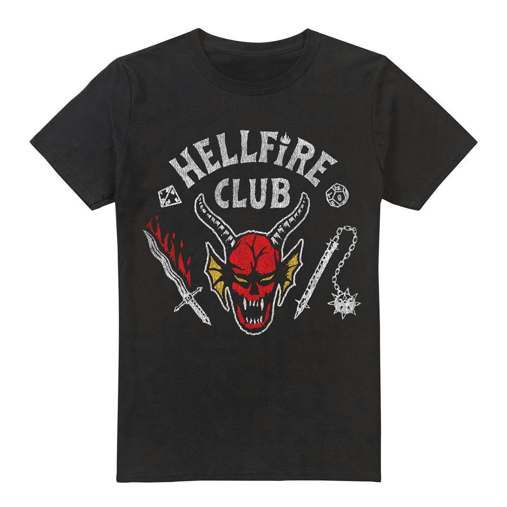 Stranger Things Men's Black Hellfire Club Inverted T-Shirt - Xxl