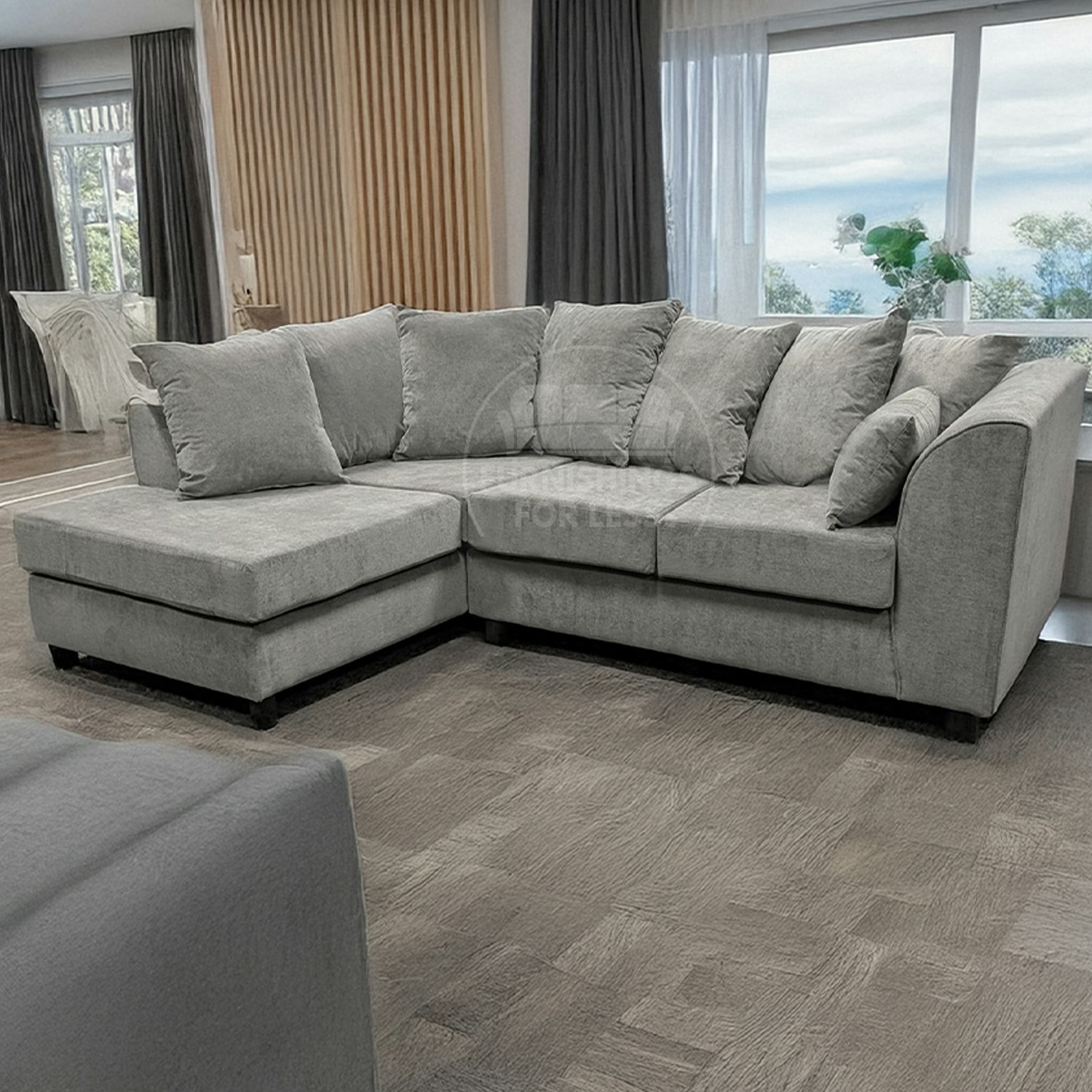 Rackhams Grey Casper Chenille Fabric Corner Sofa - Left Hand Facing