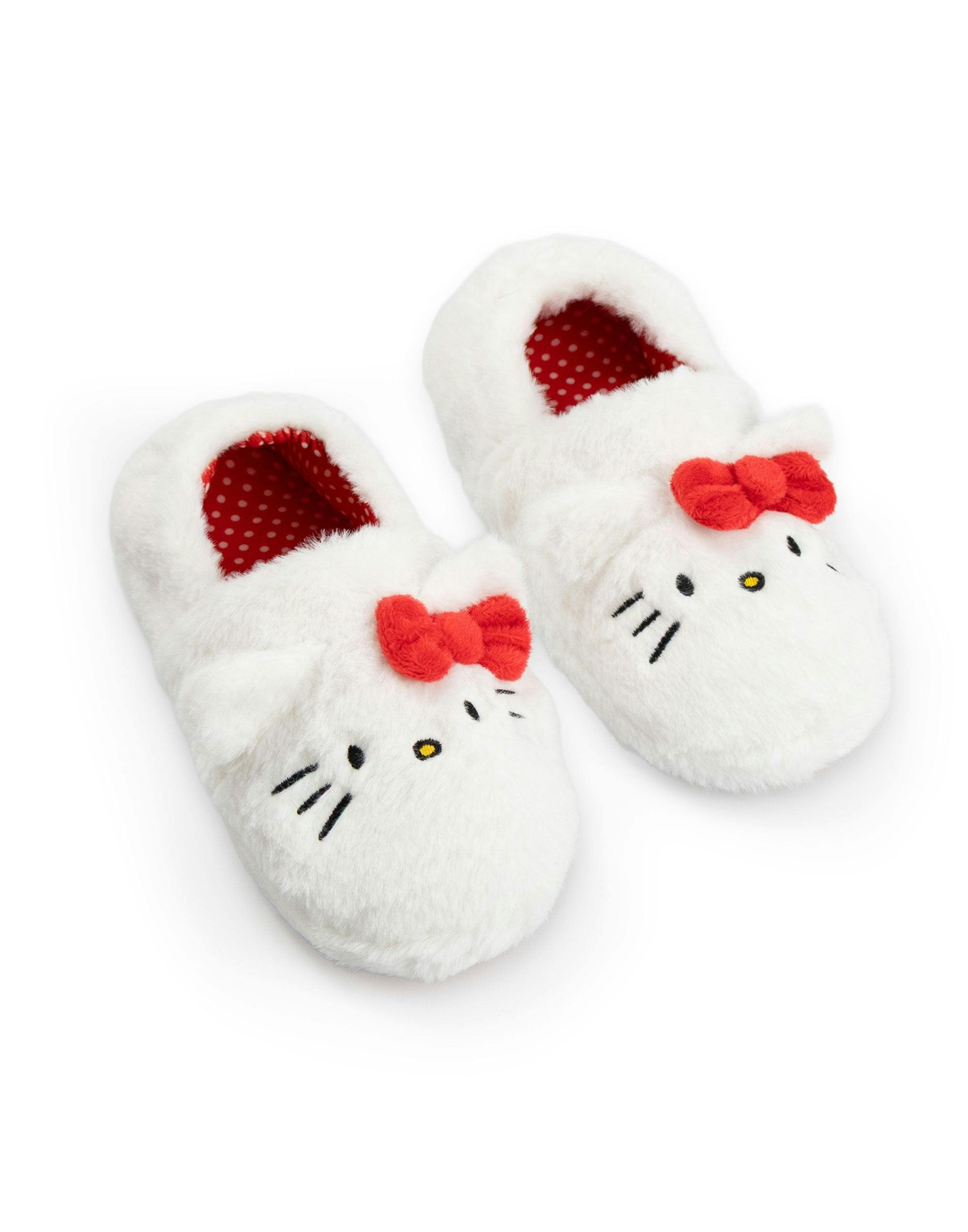 Vanilla Underground Girls White Hello Kitty Character Face Slip On Loafer Slippers - 2 Uk Child