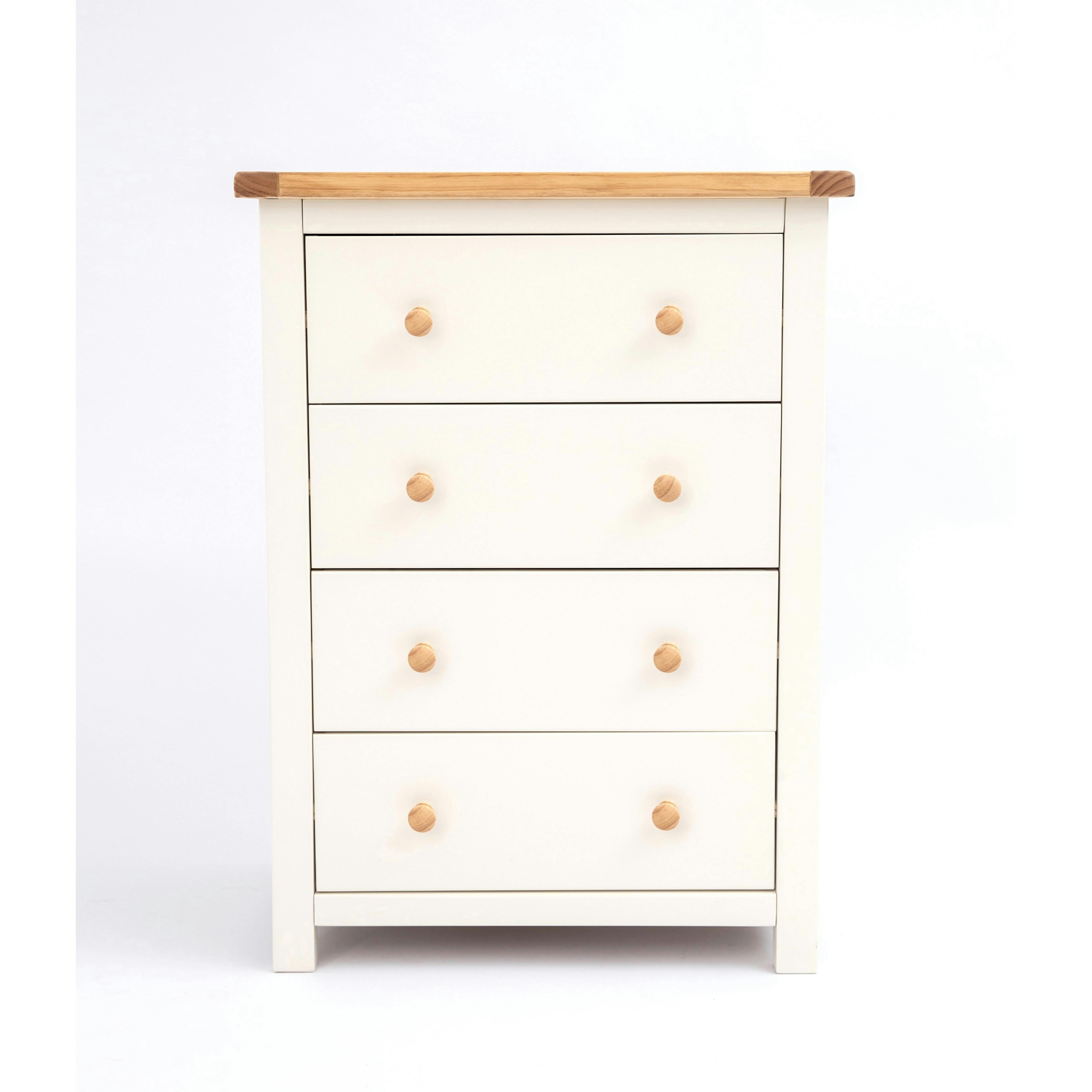 Cabinet Bits Magiore 4 Drawer Petite Chest - White / Wood - Image 4