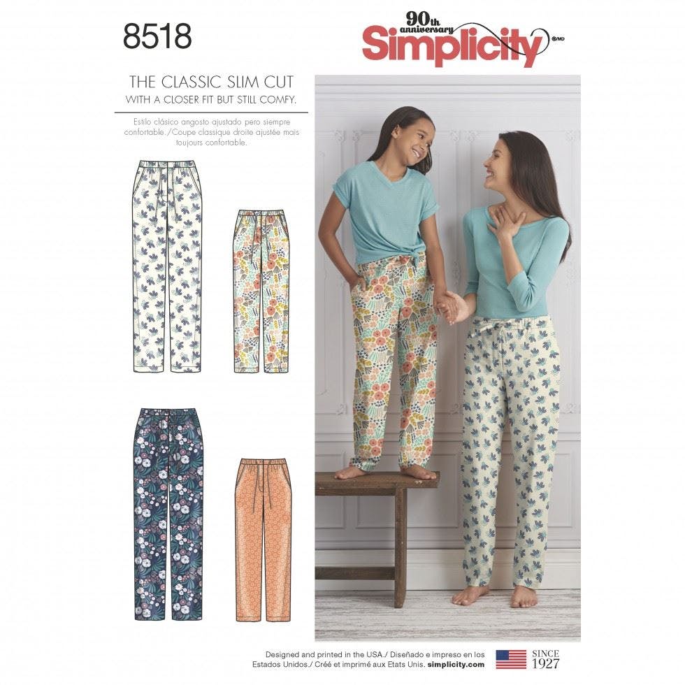 Simplicity Women's Sewing Pattern 8518, Trousers, Pyjamas For A (S - L / Xs - Xl) - Easy - A (S - L / Xs - Xl)