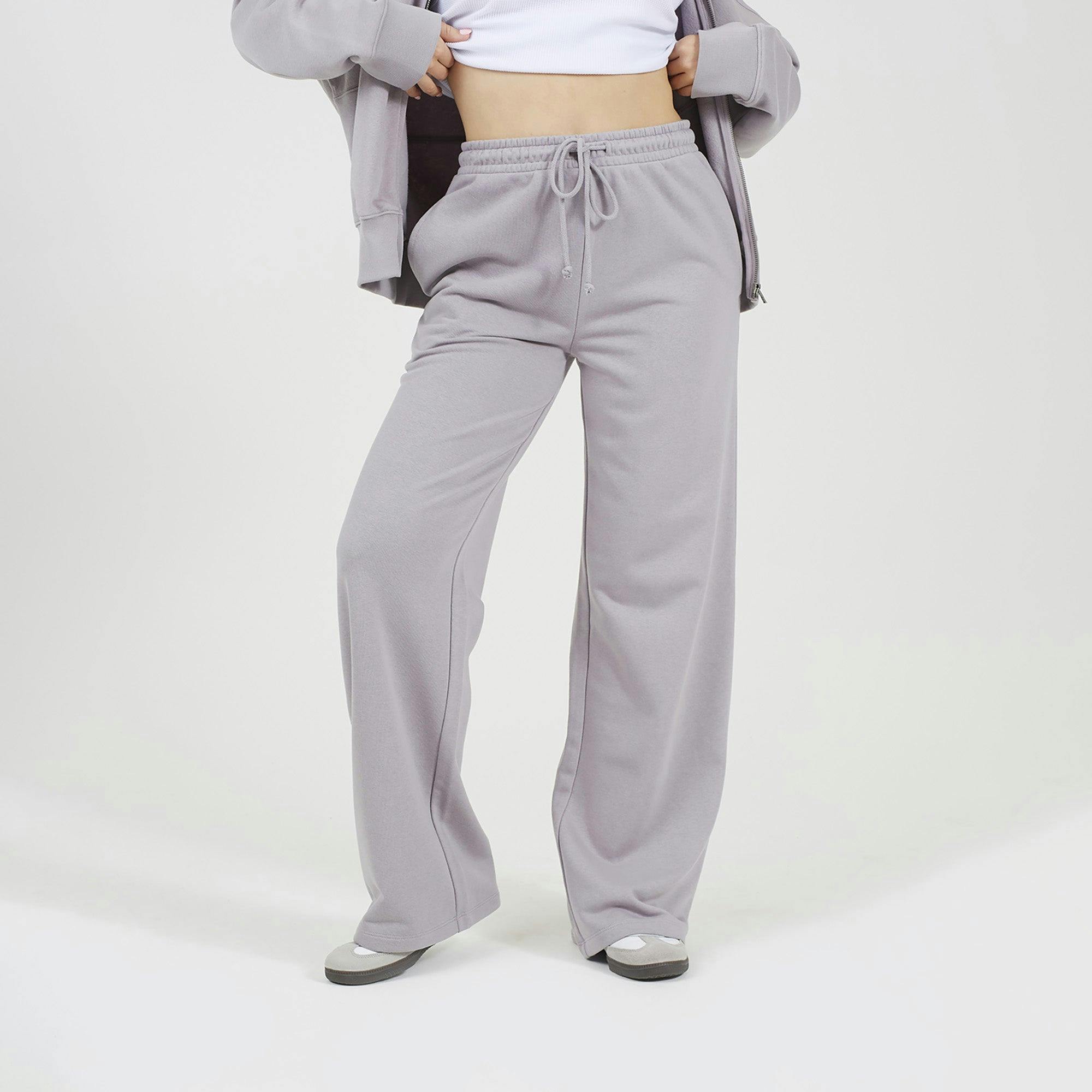 Brave Soul Grey Cotton Blend Wide Leg Joggers - L