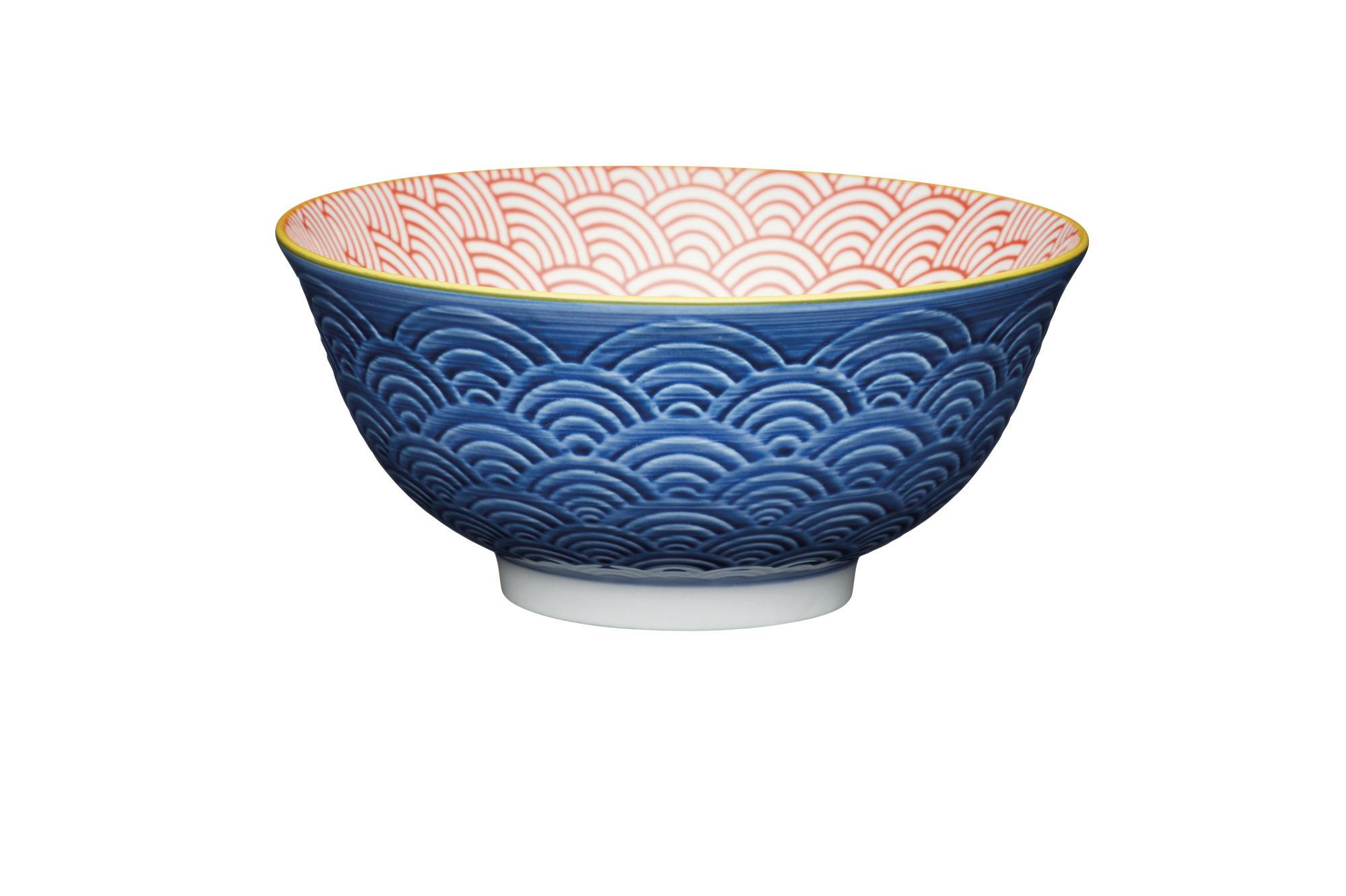 Rackhams Blue Arc Pattern Ceramic Bowl, 16Cm - Multicolour - Stoneware - Bowls