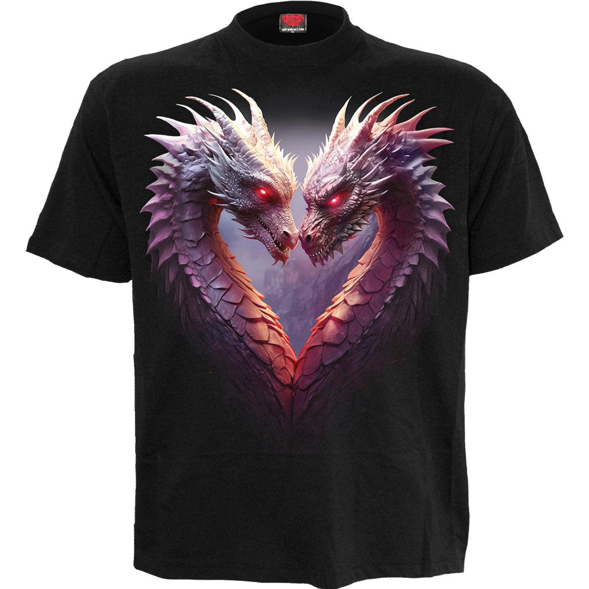 Spiral Direct Black Heart Of Dragons - Front Print T-Shirt - 4XL - Digital - Digital