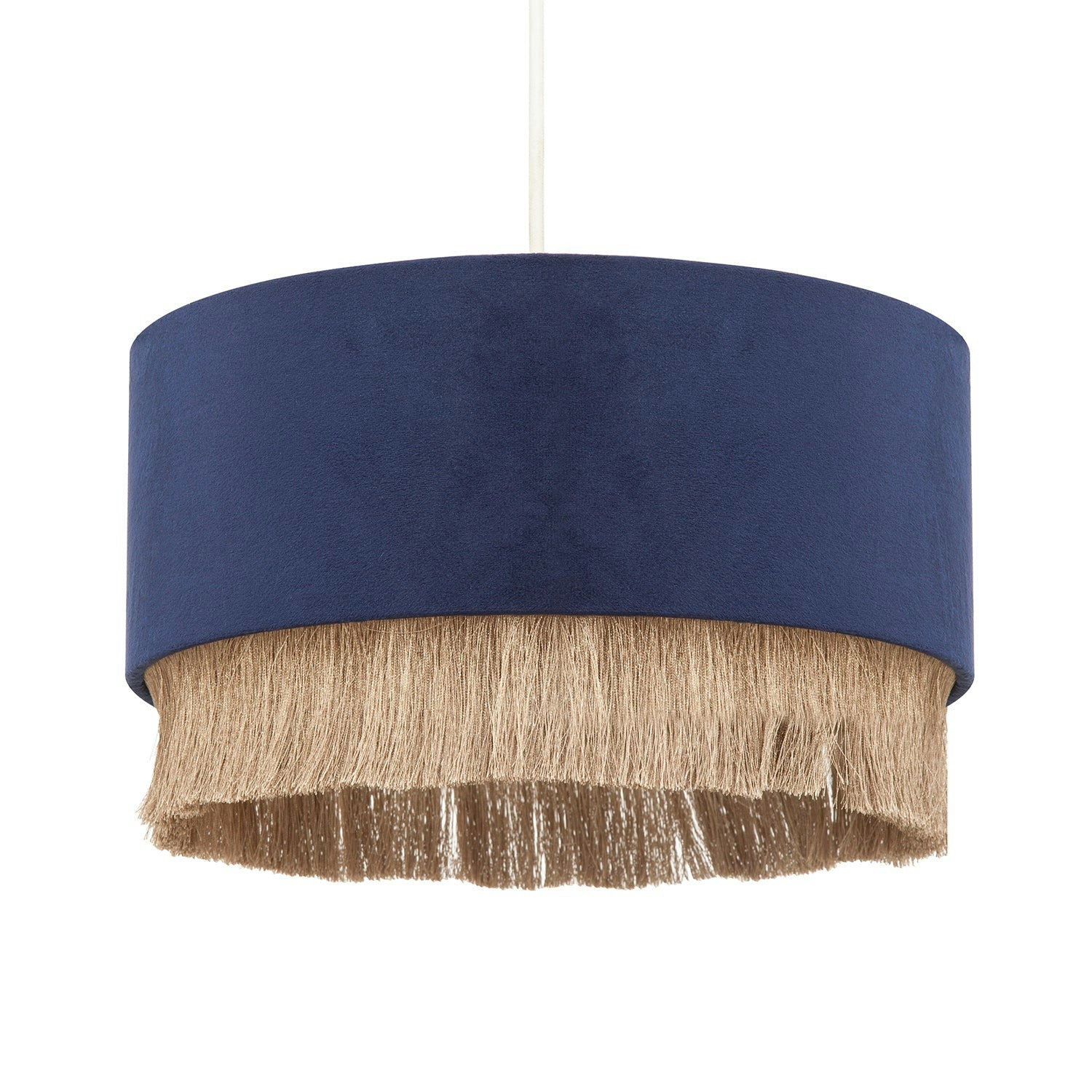 Happy Homewares Blue/Light/Gold Modern Midnight Velvet Pendant Shade With Tassels