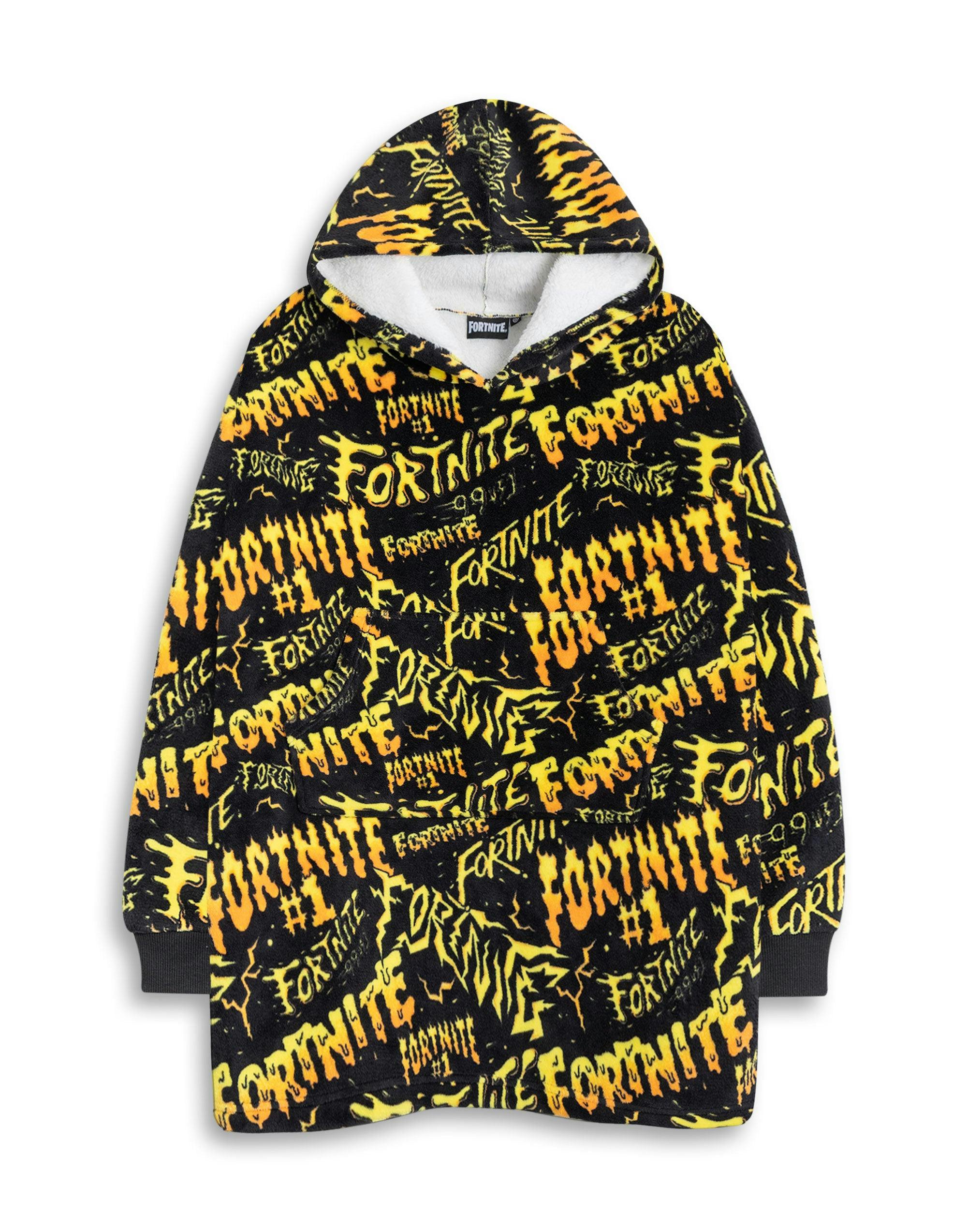 Vanilla Underground Unisex Black/Yellow Fortnite Kids Multicoloured Character Blanket Hoodie (One Size)