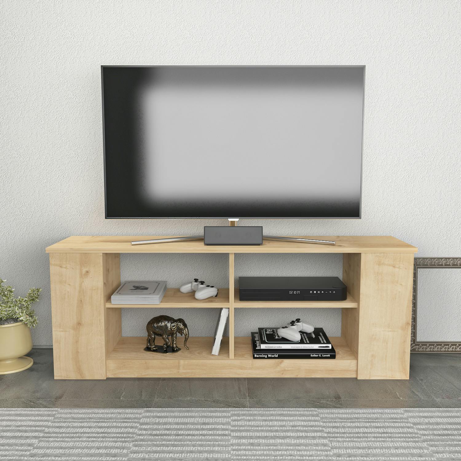 Rackhams Space Modern Tv Stand Tv Unit For Tv's Up To 55" - Sapphire Oak