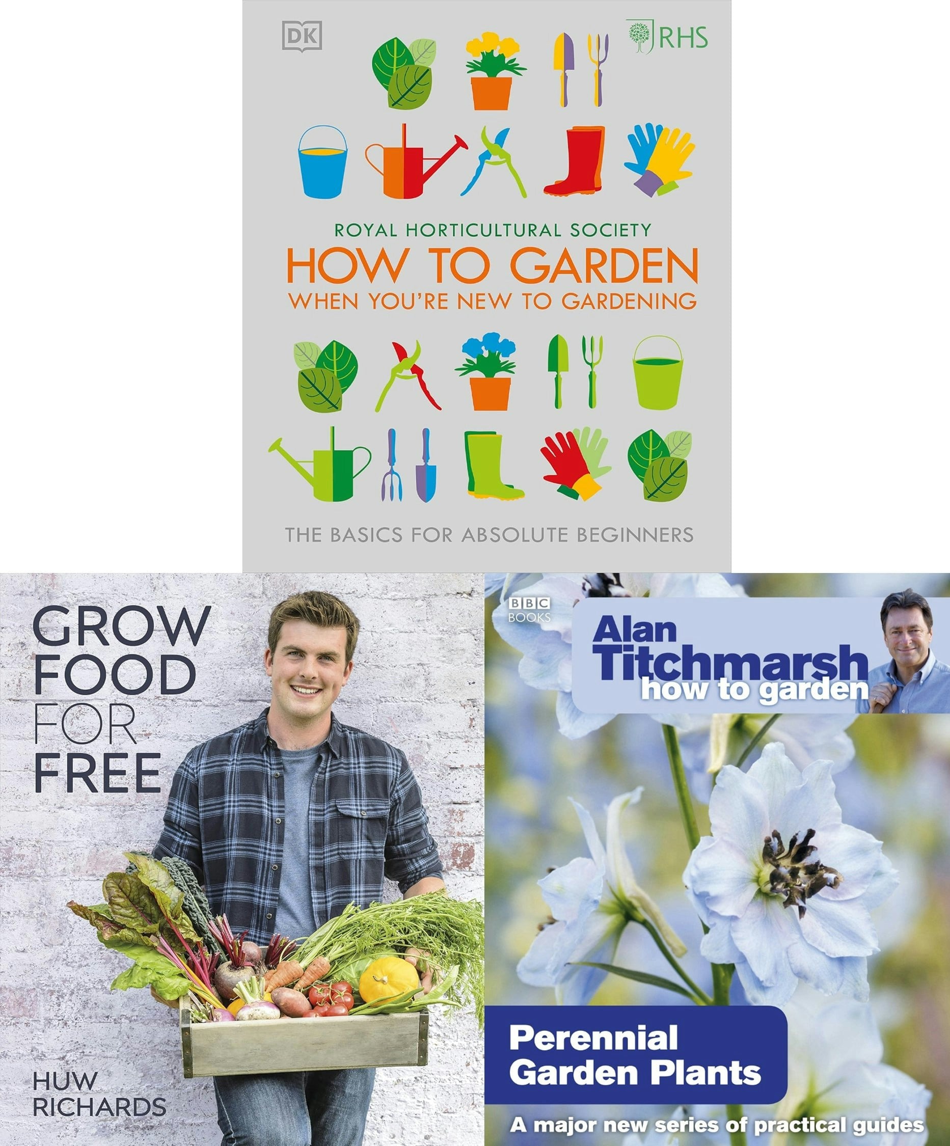 Books4people How To Garden Perennial Garden Plants, Rhs How To Garden (Hb), Grow Food For Free (Hb) 3 Books Collection Set