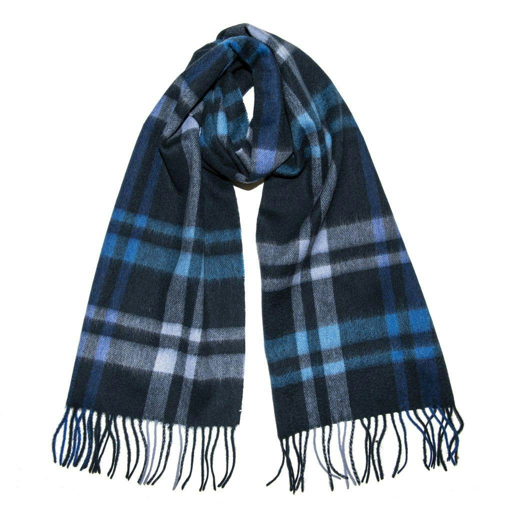 Heritage Traditions Pure Wool Check Scarf - Navy Check