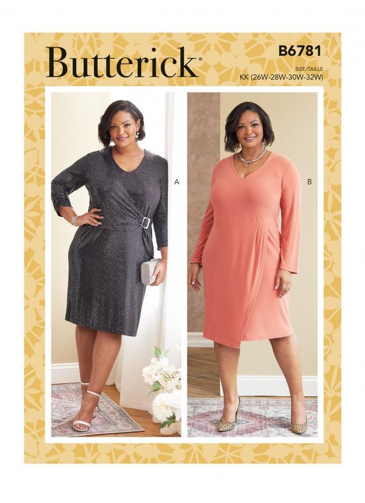 Butterick Women's Sewing Pattern 6781, Dresses For Kk (26W-28W-30W-32W) - Easy - Rr (18W-20W-22W-24W)