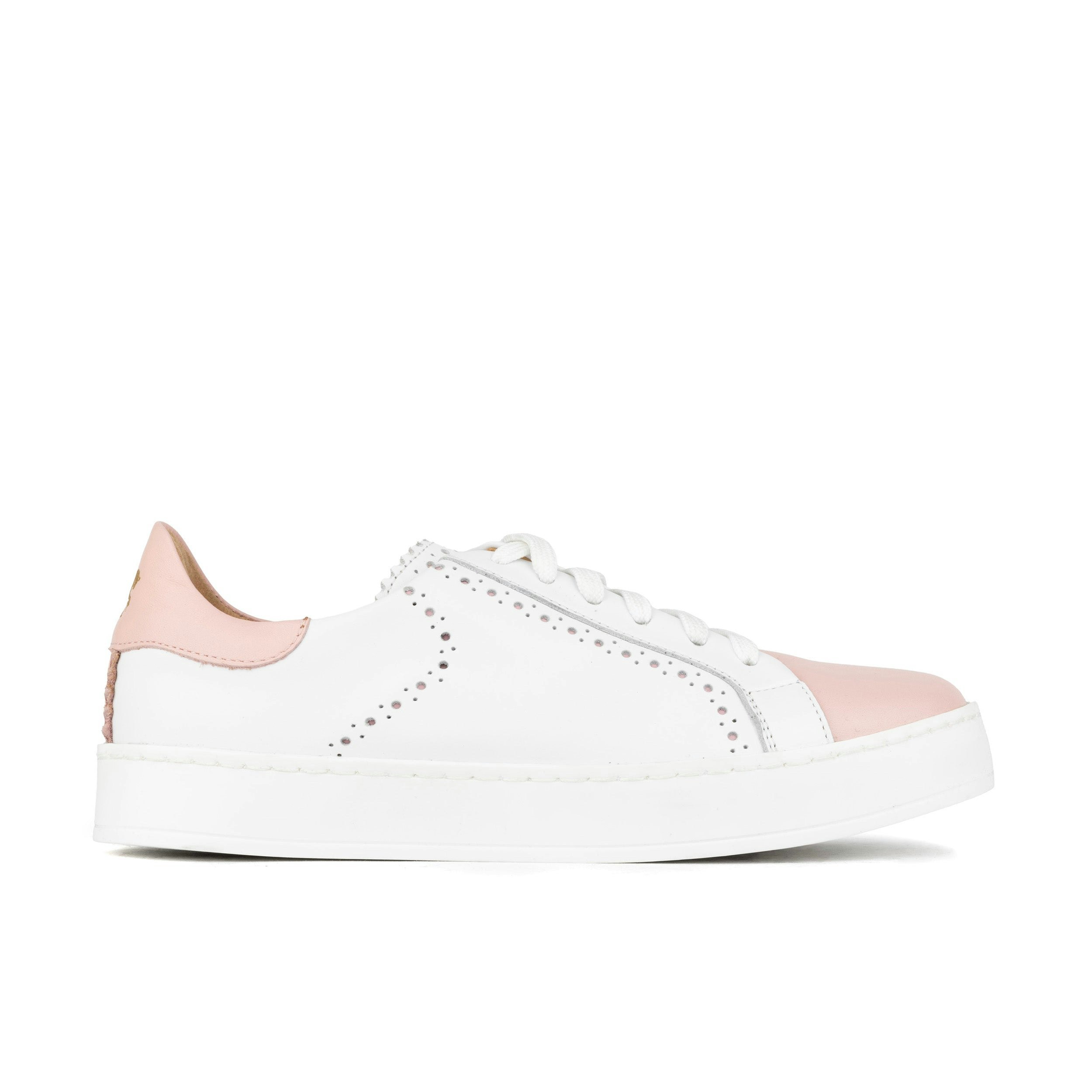 Embassy London Women's Pink/White Serena - & - ’S Leather Trainer With Brogue Details - Uk 6 / Eu 39 / Us 8