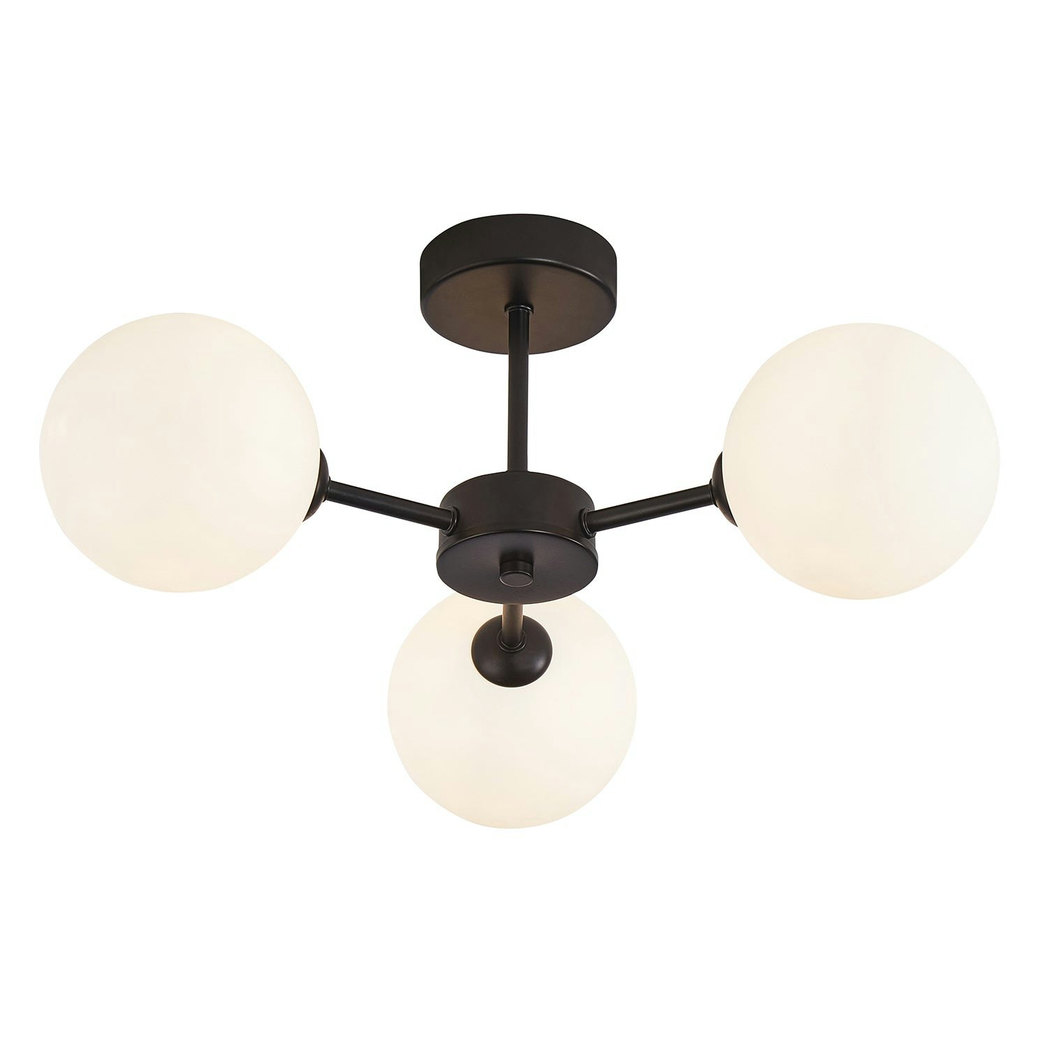 Happy Homewares Black/Light/White Contemporary Chic Matte Ceiling With Opal Globe Glass Shades