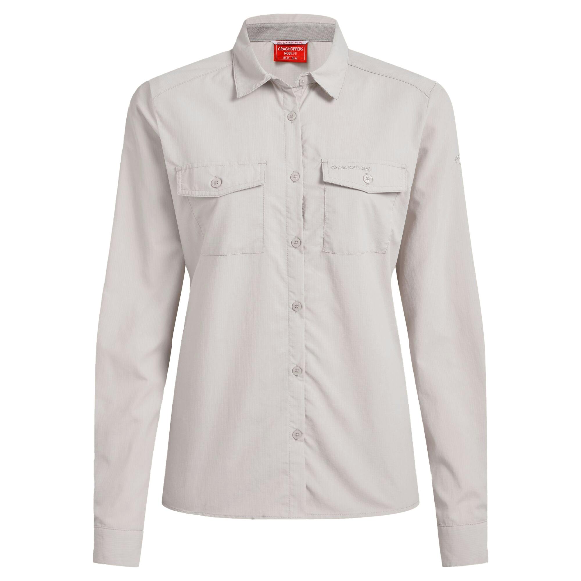 Craghoppers Women's Loukkos Nosilife Long-Sleeved Shirt - Oyster - 12 Uk - Oyster - 100% Mixed