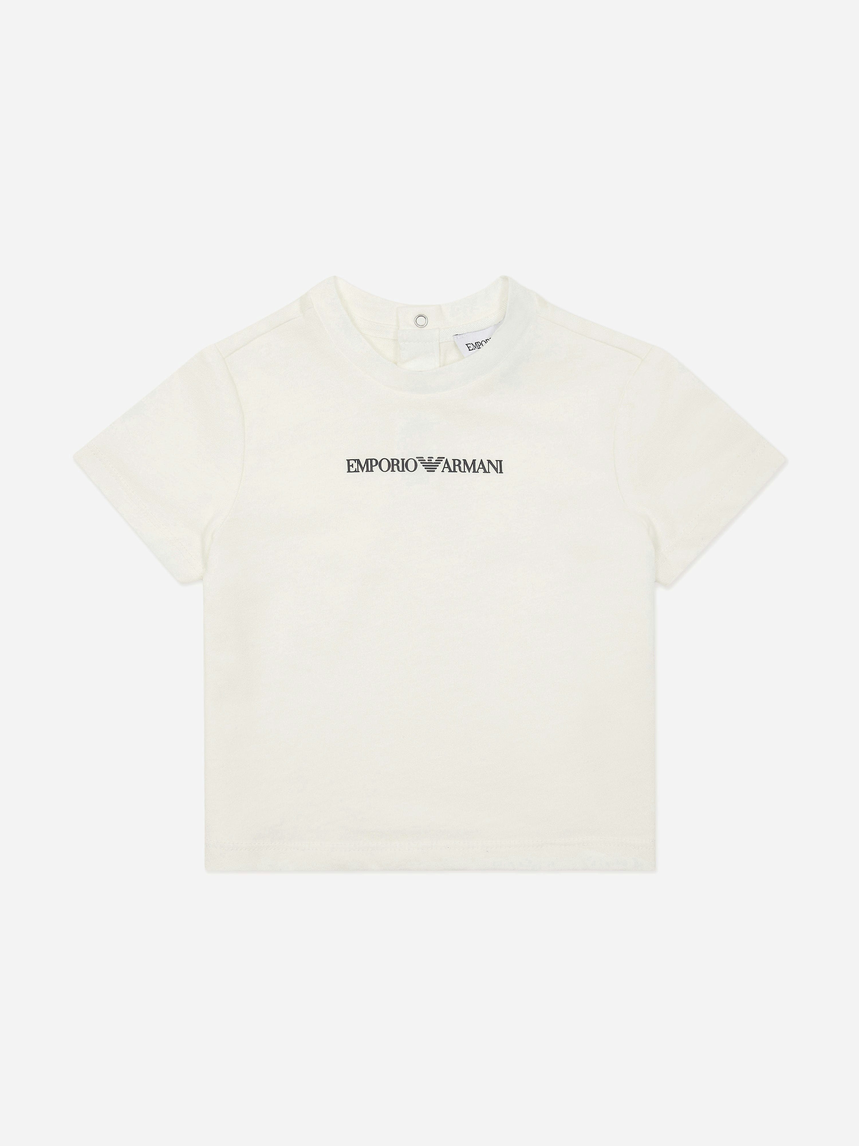 Emporio Armani Men's White Baby Boys Essential T-Shirt In - 24 Mths