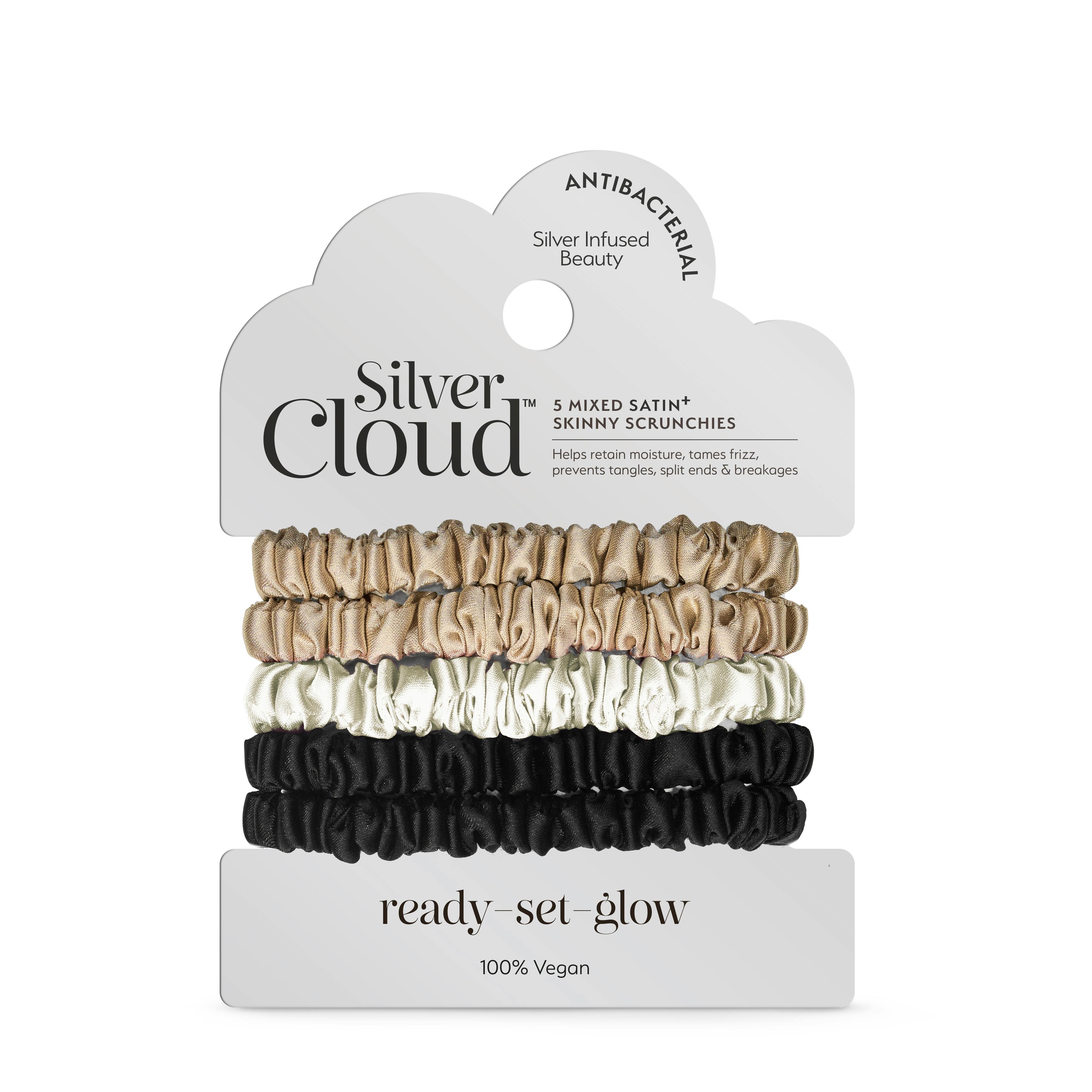 Silver Cloud Beauty Cloud Satin Skinny Hair Scrunchie Combo Pack 5 Pack