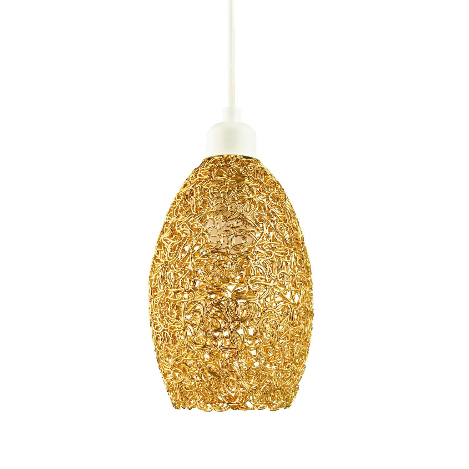 Happy Homewares Light/Gold Industrial And Contemporary Twisted Wire Mesh Metal Shade In Shiny 22Cm