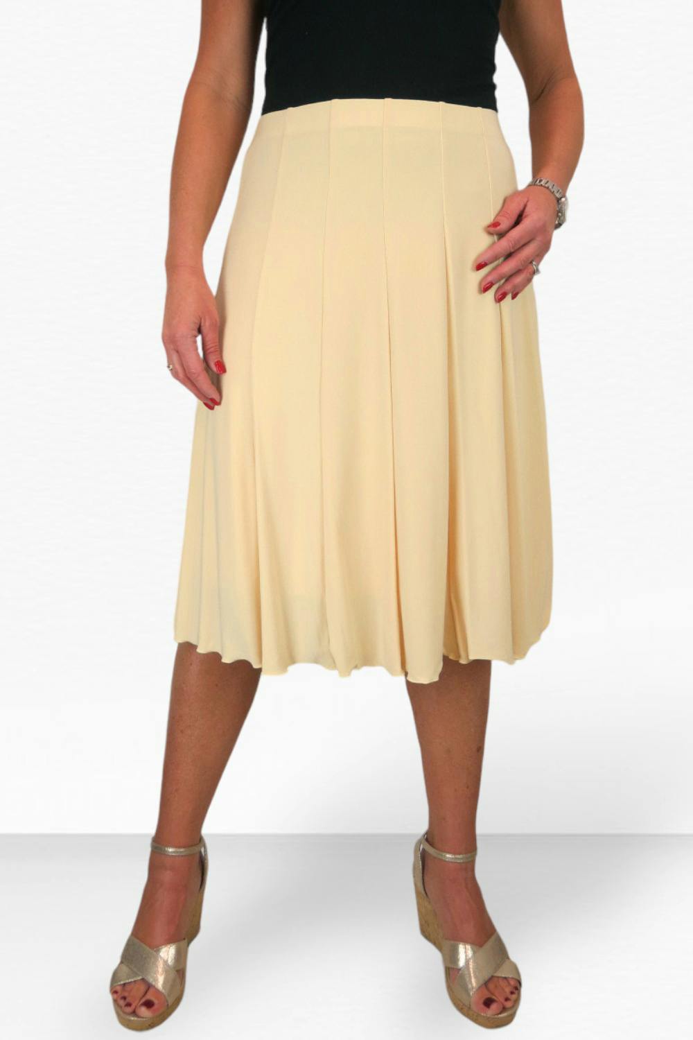 Paulo Due Women's 26" Elasticated Soft Flared Midi Skirt - 8-10 - Lemon