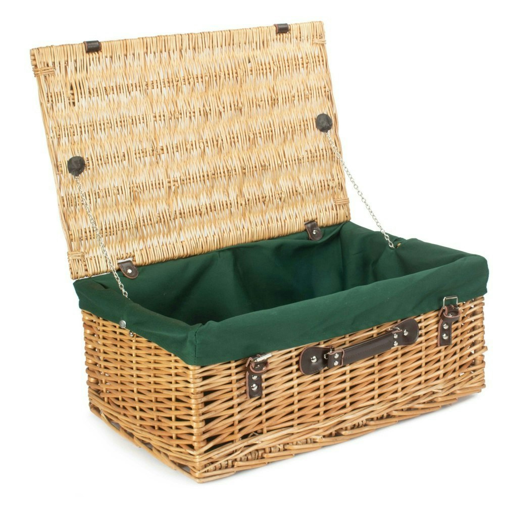 Red Hamper Red/Green Hamper 55Cm Buff Willow Wicker Picnic Basket