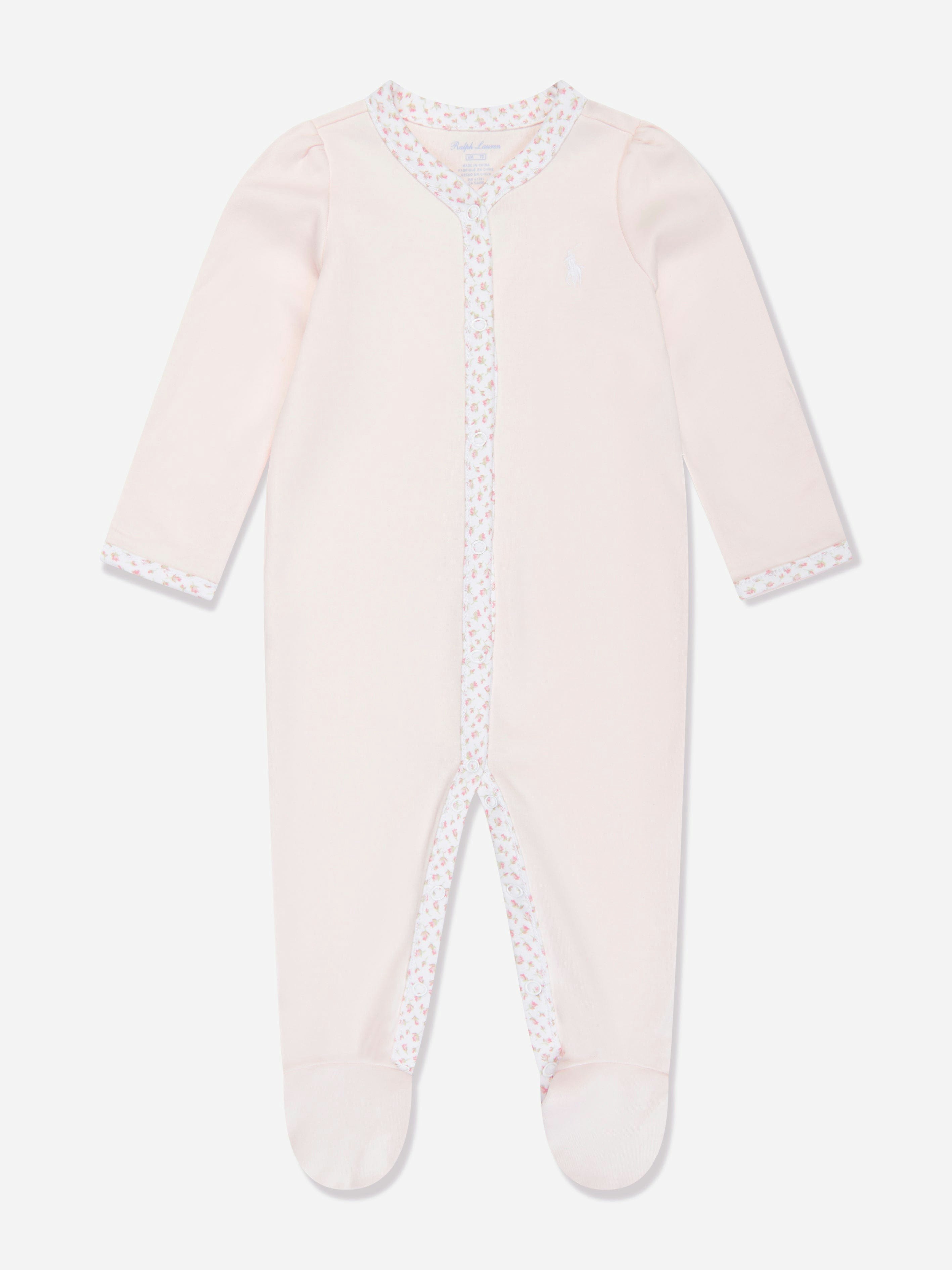 Ralph Lauren Kids Girls Pink Baby Logo Babygrow In - 3 Mths