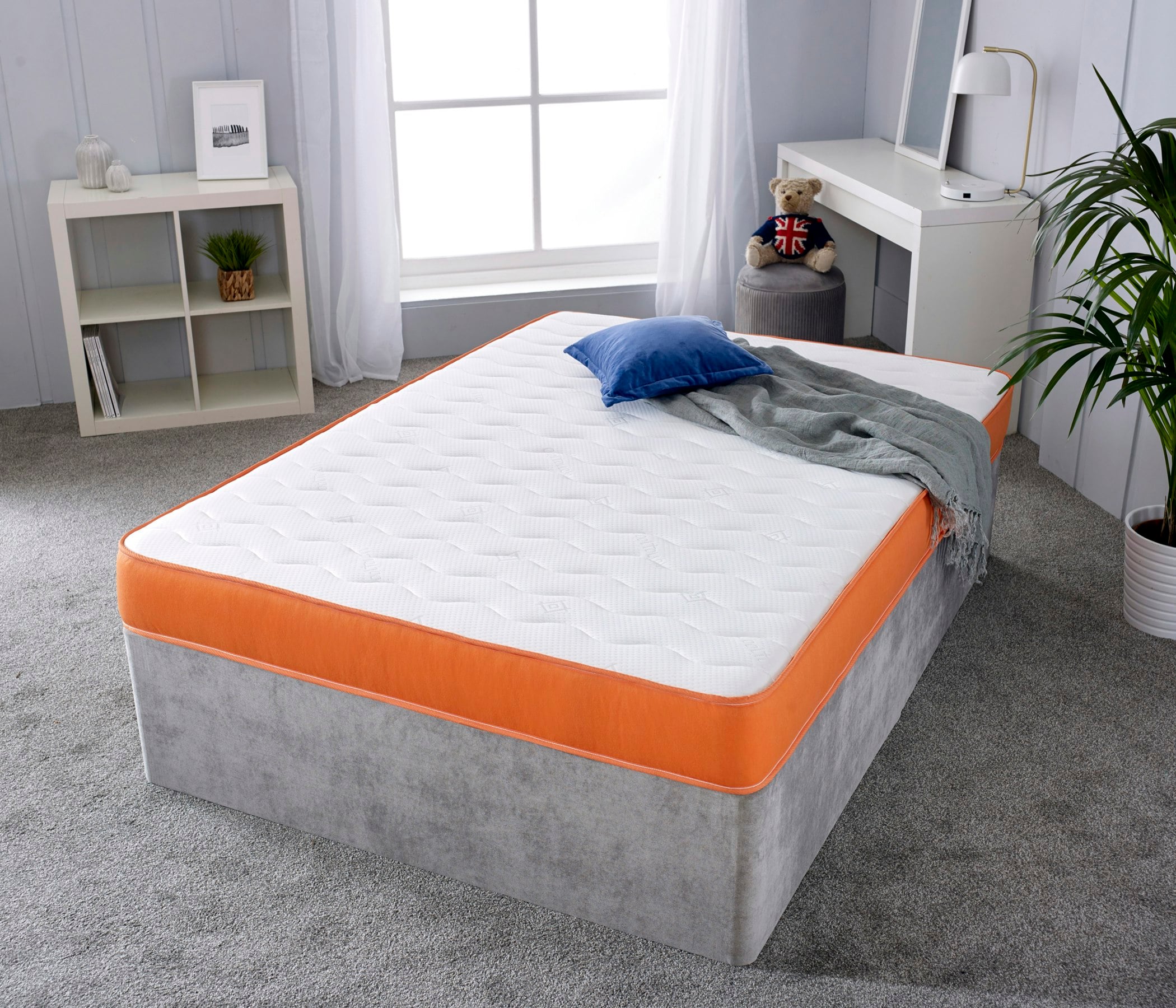 Extreme Comfort Orange Shorty Memory Foam Sprung Mattress - Coil Springs & Memory Foam Layer - 1 - 3Ft Single Mattress (90Cm X 190Cm)