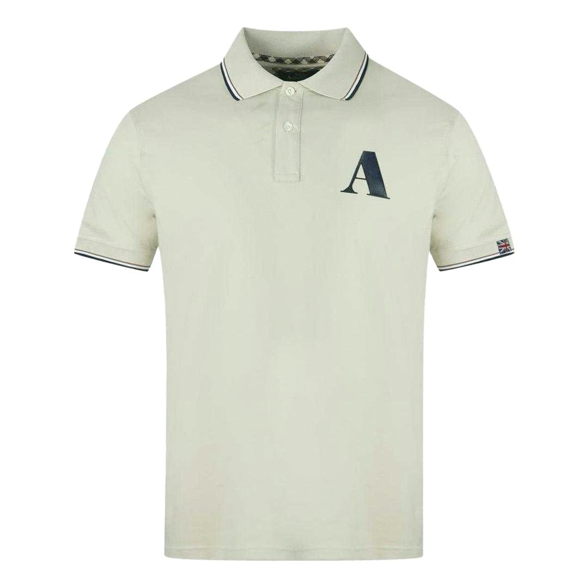 Aquascutum Men's Beige Logo Polo Shirt - S - 95% Cotton/5% Elastane