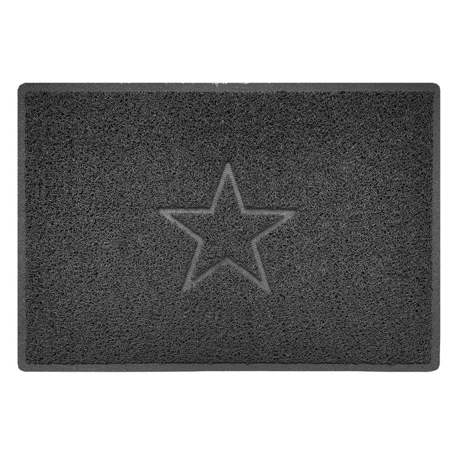 Nicoman Dark/Grey Indoor Spaghetti Door Mat Embossed Star - 90Cm X 60Cm - Yes (Suitable For Indoors)